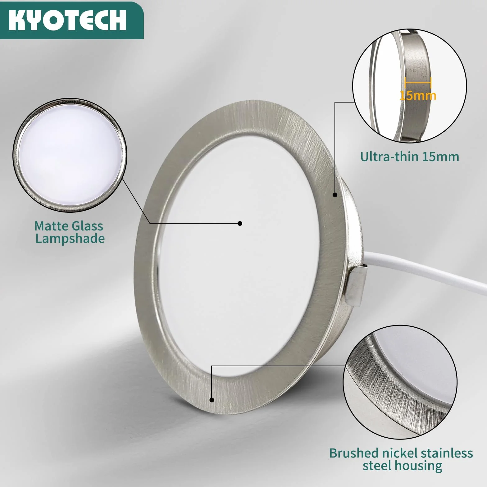 KYOTECH Reflektor LED do zabudowy 230V G4 3,5W 4000K 260lm IP44 otwór 55-58mm 20mm zestaw 6