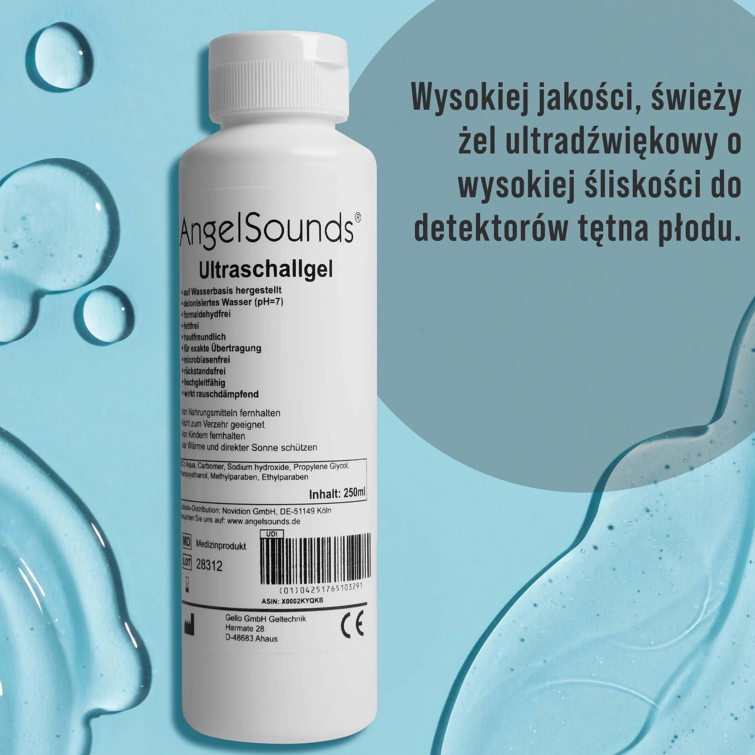 AngelSounds Żel ultradźwiękowy 250 ml transferowy kontaktowy