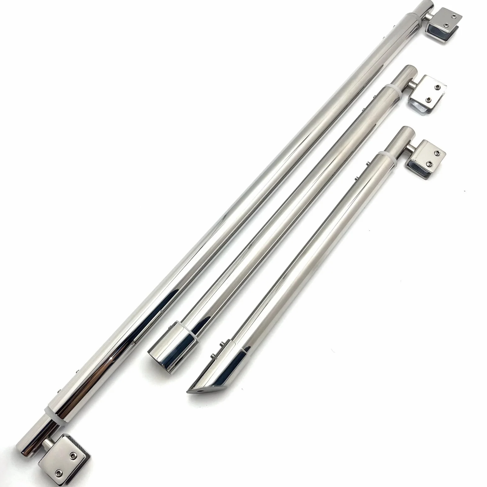 Pręt prysznicowy ze stali nierdzewnej, regulowany 600 mm do 800 mm, 25 mm, kompatybilny ze szkłem 8-12 mm, ramię wspornika ścianki (B)