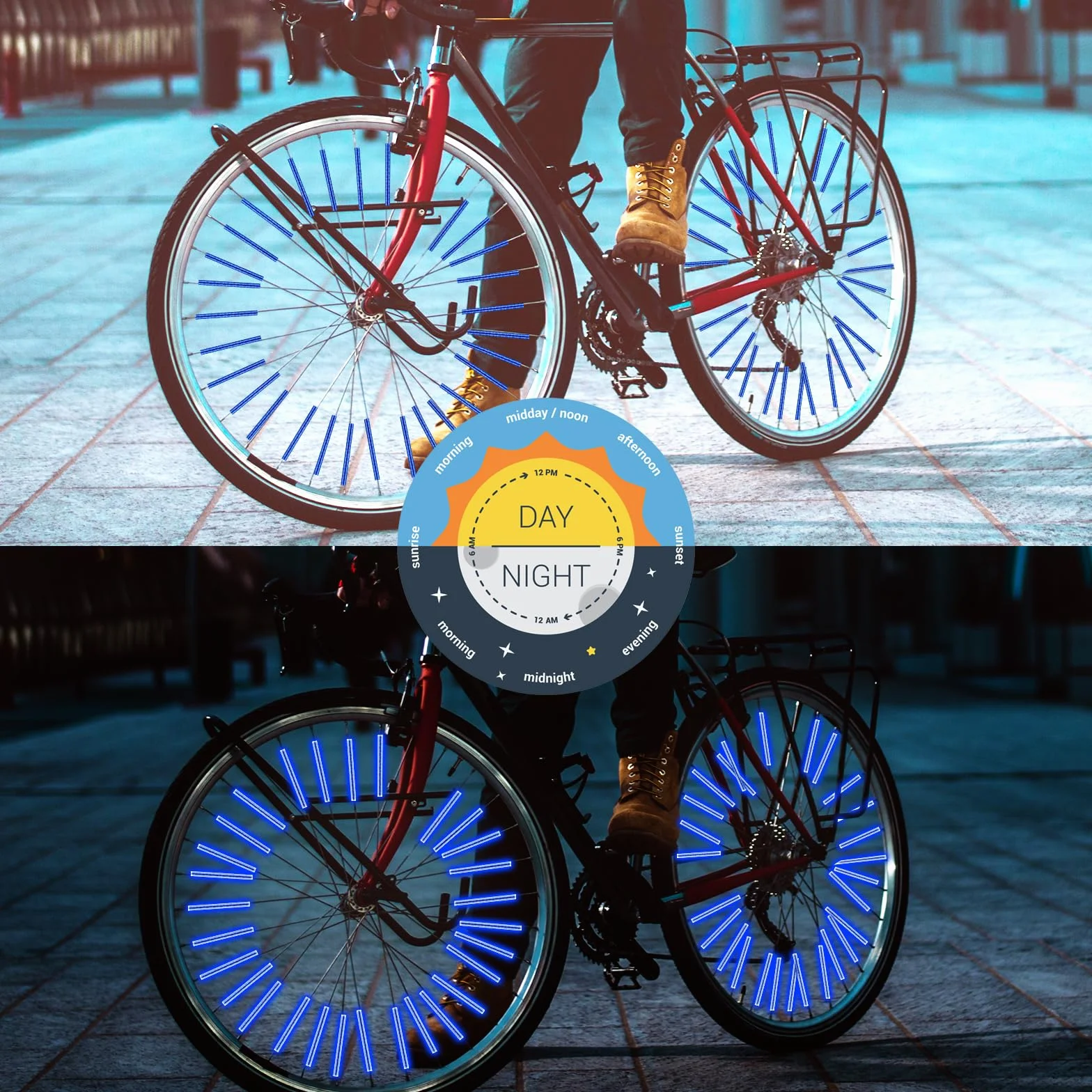 Abeillo 36 sztuk reflektorów na szprychy rowerowe, widoczność 360°, odblaski szprych do popularnych kół szprychowych, do jazdy nocą, łatwy montaż (niebieskie)