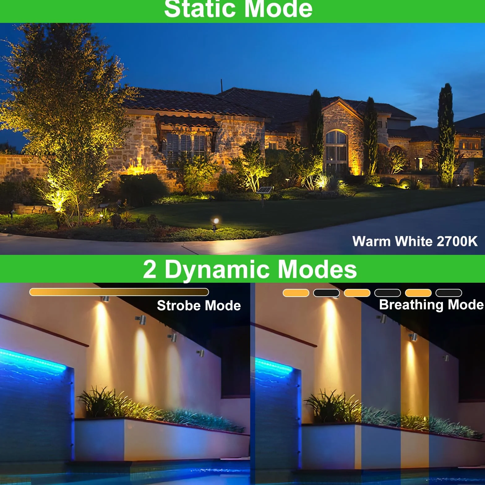 CLY Faretti solari per esterni faretti solari Bianco Caldo da giardino 4 luci da giardino con pannelli solari ad alta efficienza IP66 nieprzepuszczalna