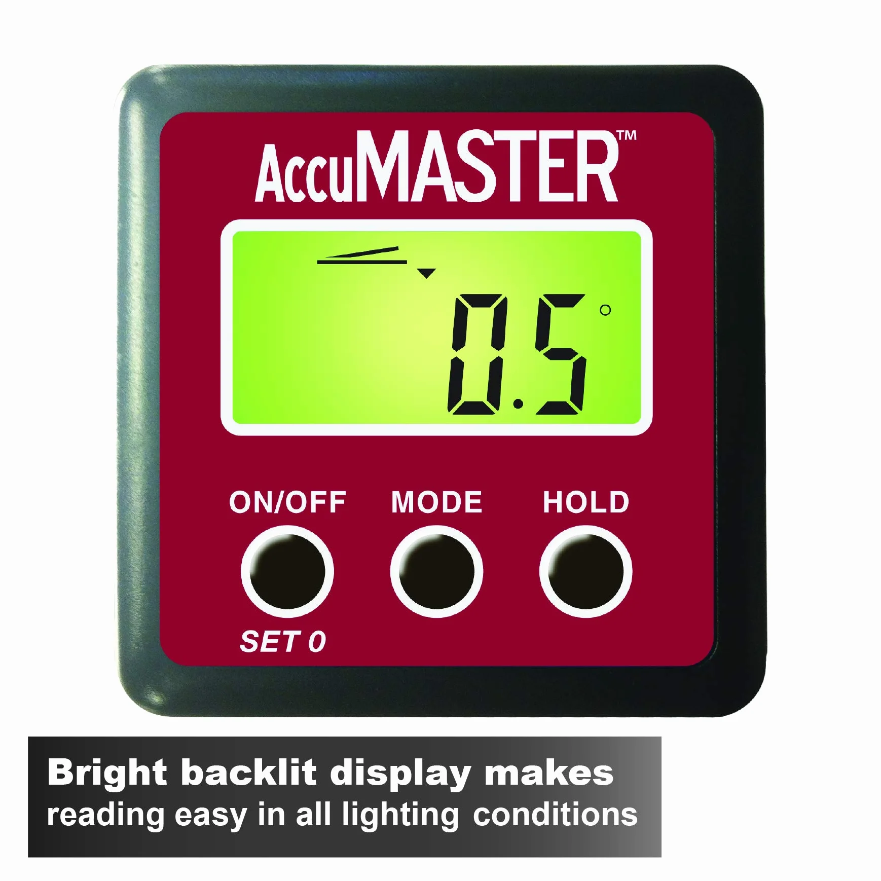 Calculated Industries 7434 AccuMASTER 2" 1 magnetyczny cyfrowy miernik poziomu i kąta, skośny, najnowsza technologia MEM, certyfikowana odporność na kurz i wodę IP54, czerwona cegła, bordowy
