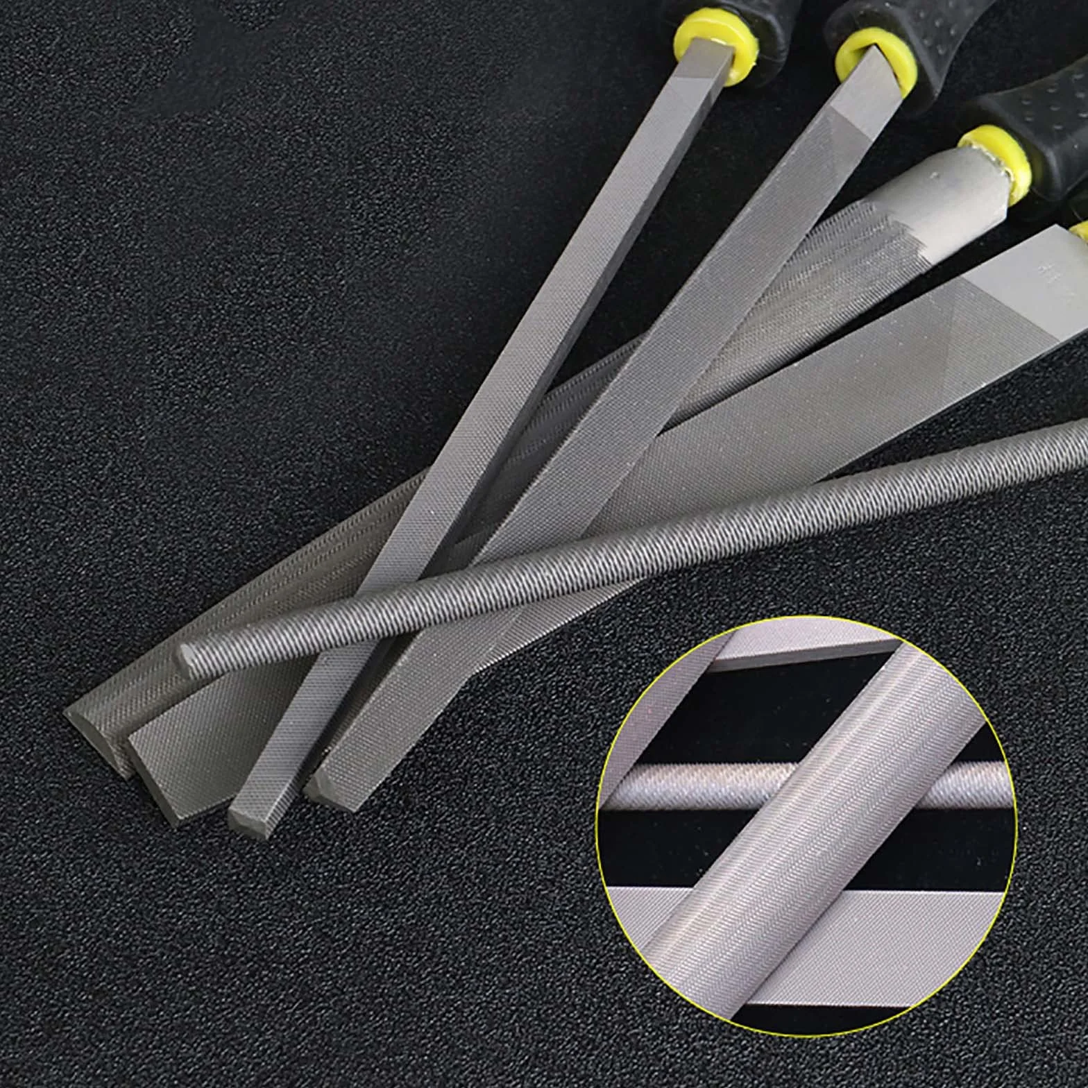 Zestawy narzędzi ręcznych, 5-częściowy zestaw pilników, zestawy metalowych tarników do drewna Zestaw pilników ze stali węglowej z uchwytem do metalu, drewna, szkła, plastiku, skóry, biżuterii