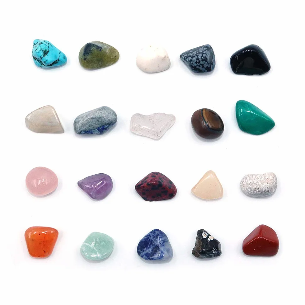 Namvo Mineral Rock odmiana b?bnów gruboziarnisty kamień szlachetny fragment meteorytu uzdrawiaj?ca energia kryszta? kolekcja pude?ko (20 szt. b?bnowanych mini kamieni)