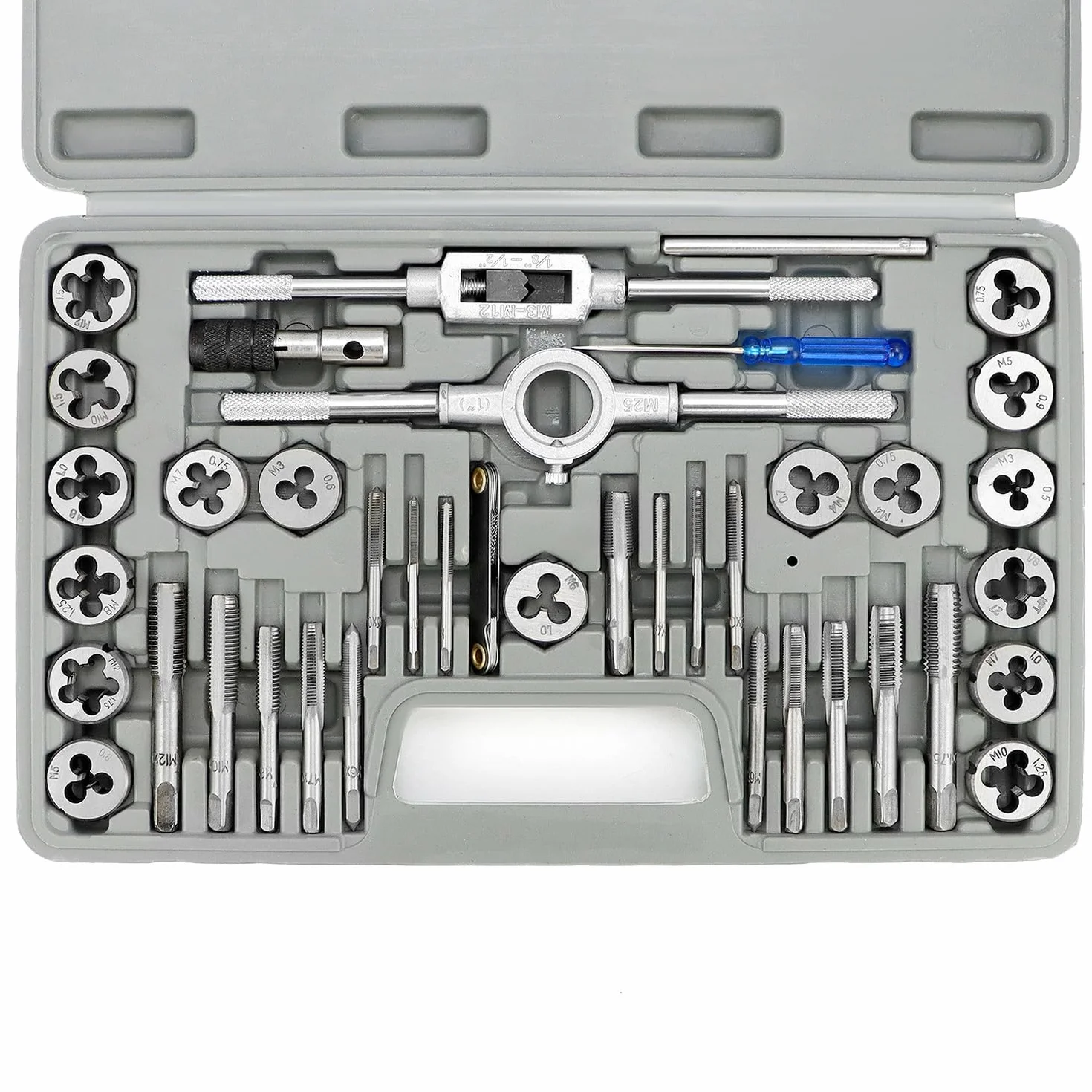 QWORK® 40-częściowy zestaw gwintowników - stal łożyskowa - metryka M3-M12
