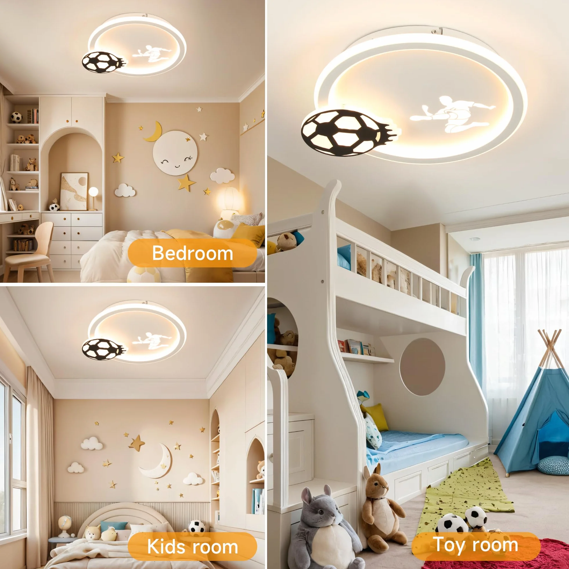 EASY EAGLE Lampa sufitowa LED, ściemniana, lampa sufitowa z pilotem zdalnego sterowania, do salonu, pokoju dziecięcego, sypialni, 34 cm, 3000~6000 K