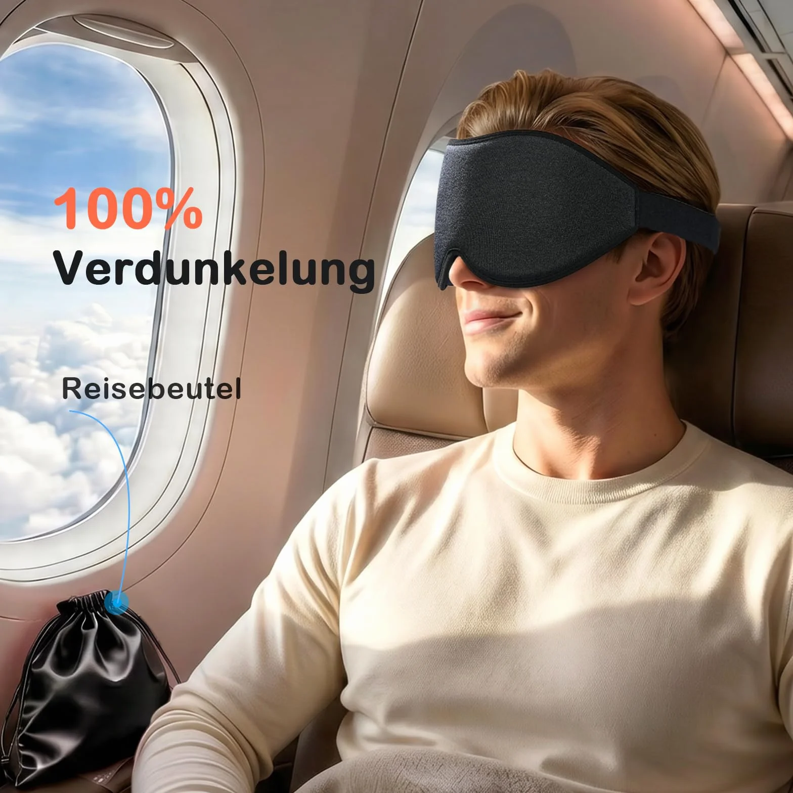 Innelo Maska do spania 3D, 100% nieprzejrzysta, z zapadniętym obszarem oczu, miękka i wygodna, z torbą, dla kobiet i mężczyzn, idealna do podróży (czarna)