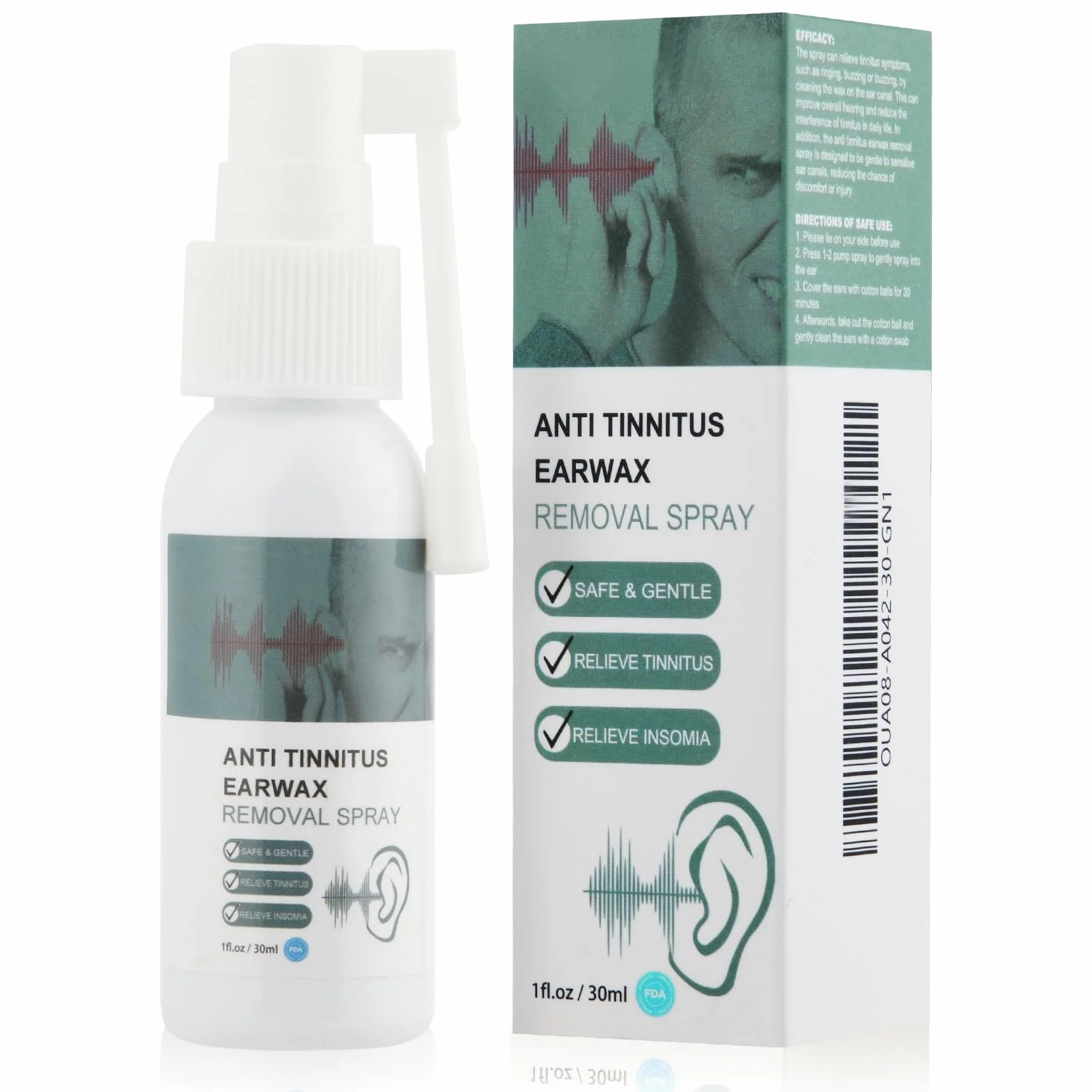 Spray do uszu z oliwą z oliwek, delikatny spray do usuwania woskowiny, usuwa stwardniałą woskowinę, łagodząc zatkane uszy, 30 ml