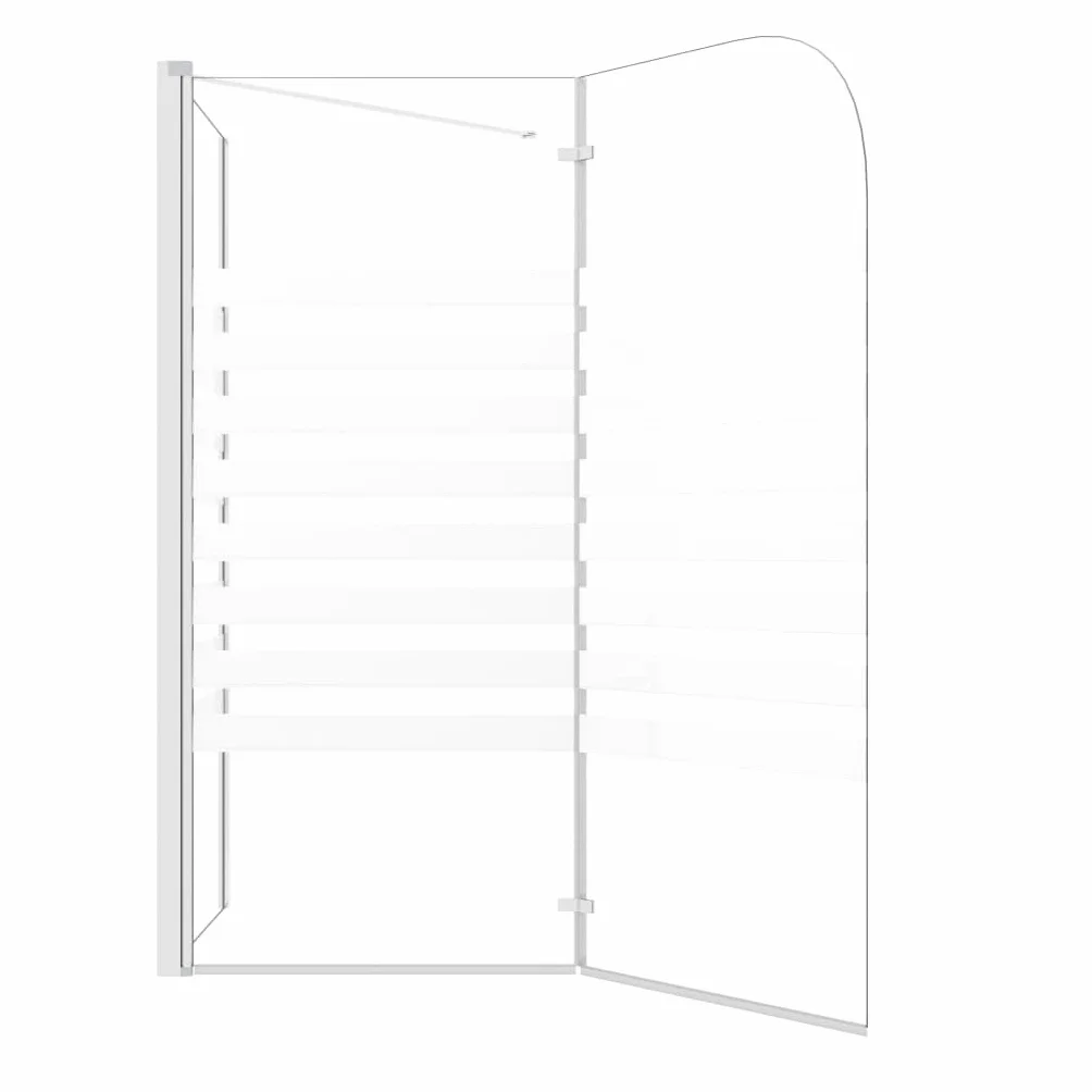 Kabina prysznicowa 120 x 68 x 130 cm szkło hartowane w paski, składana ścianka wanny z hartowanego szkła z profilami aluminiowymi, składana konstrukcja zapewnia łatwy dostęp, w zestawie podpórka
