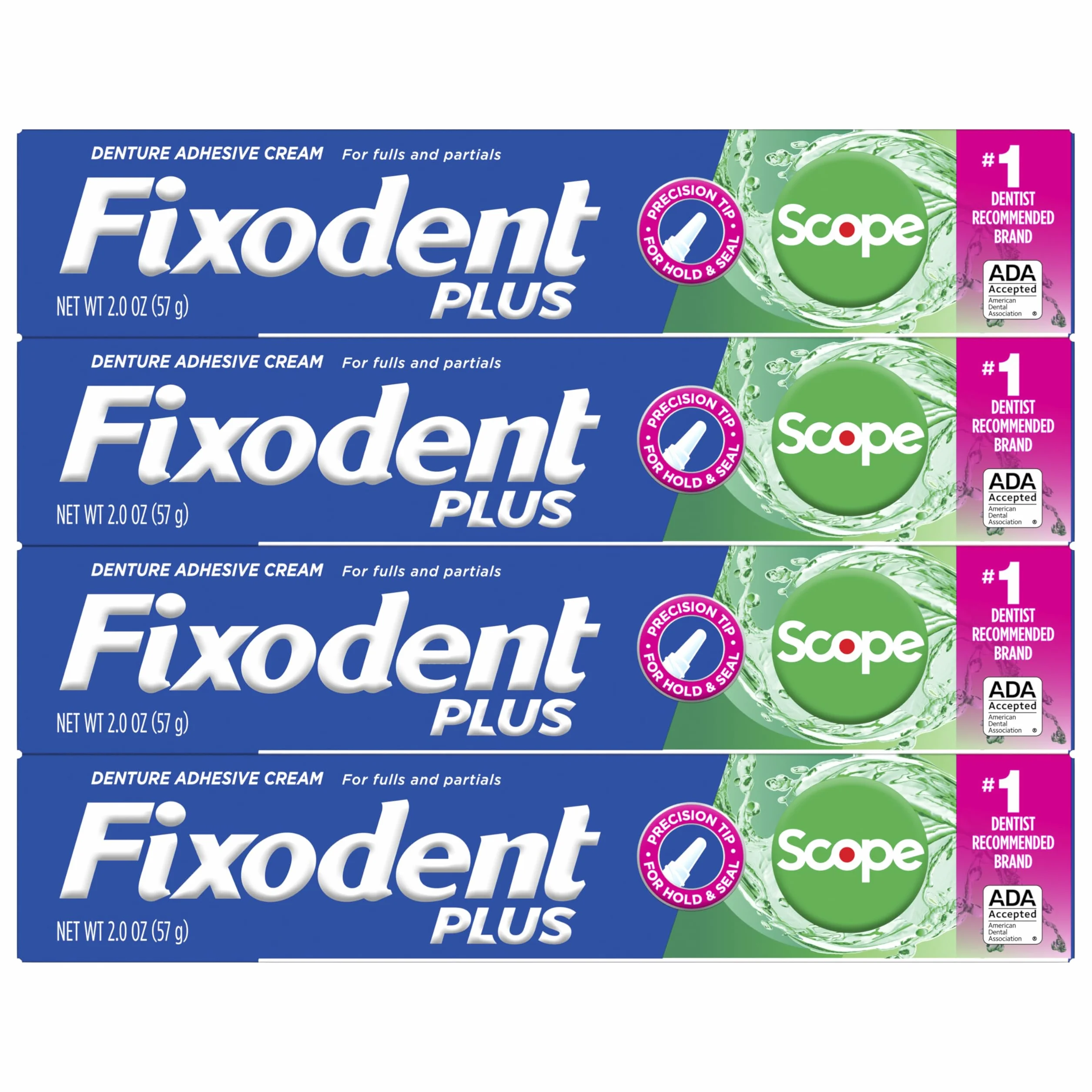 Fixodent Plus Scope Secure klej do protez 57 ml (opakowanie 4 szt.)