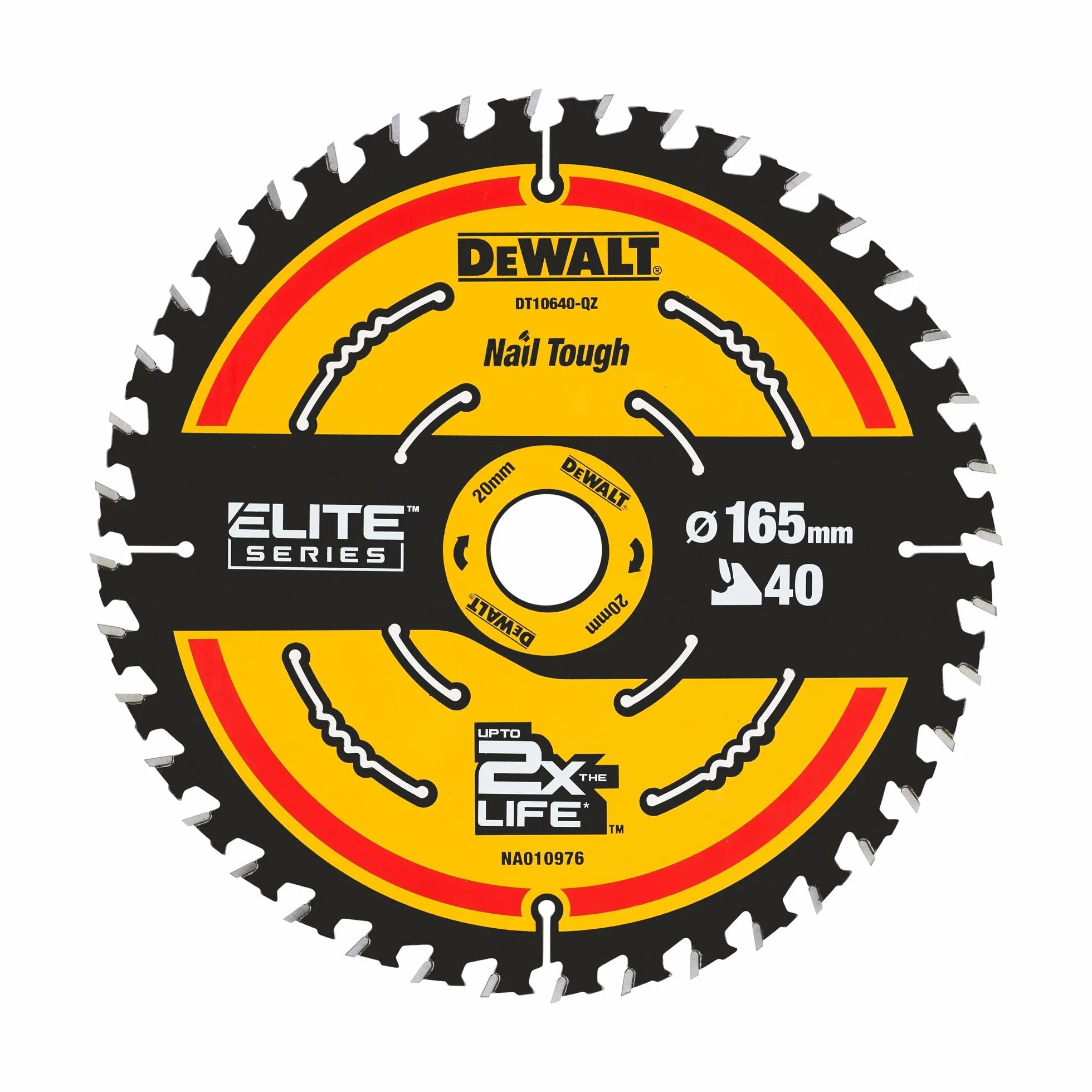 Dewalt Elite DT10640 brzeszczot piły tarczowej ø 165/20 mm, szerokość cięcia: 1,65 mm, 40 zębów, geometria zębów: WZ, kąt zębów: 18°, ultra ostre zęby z twardego metalu, z Nail Tough, do precyzyjnych