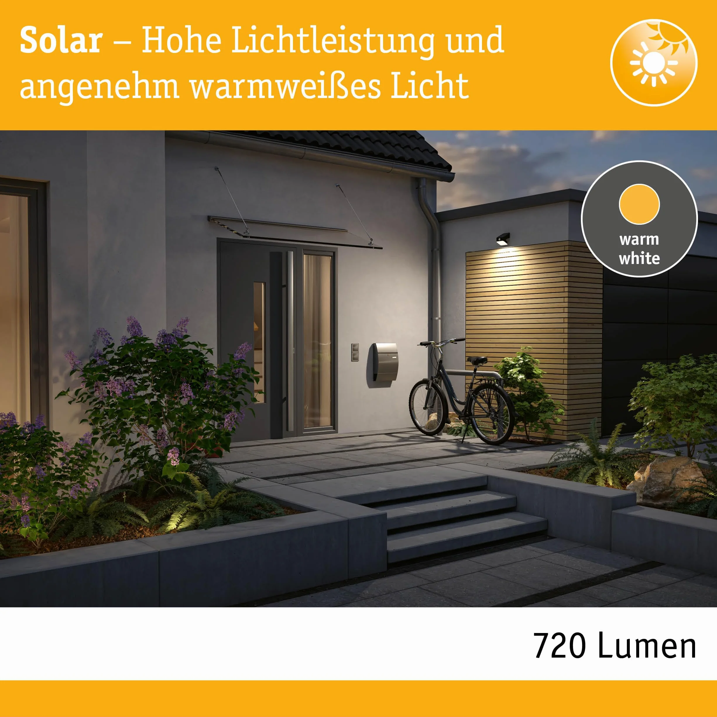 Paulmann 94608 Solarna myjka ścienna LED LeslyTwilight Controlled Motion Detector (IR) IP65Square 113x126mm3000K 5,5W 400lmantracyt plastik