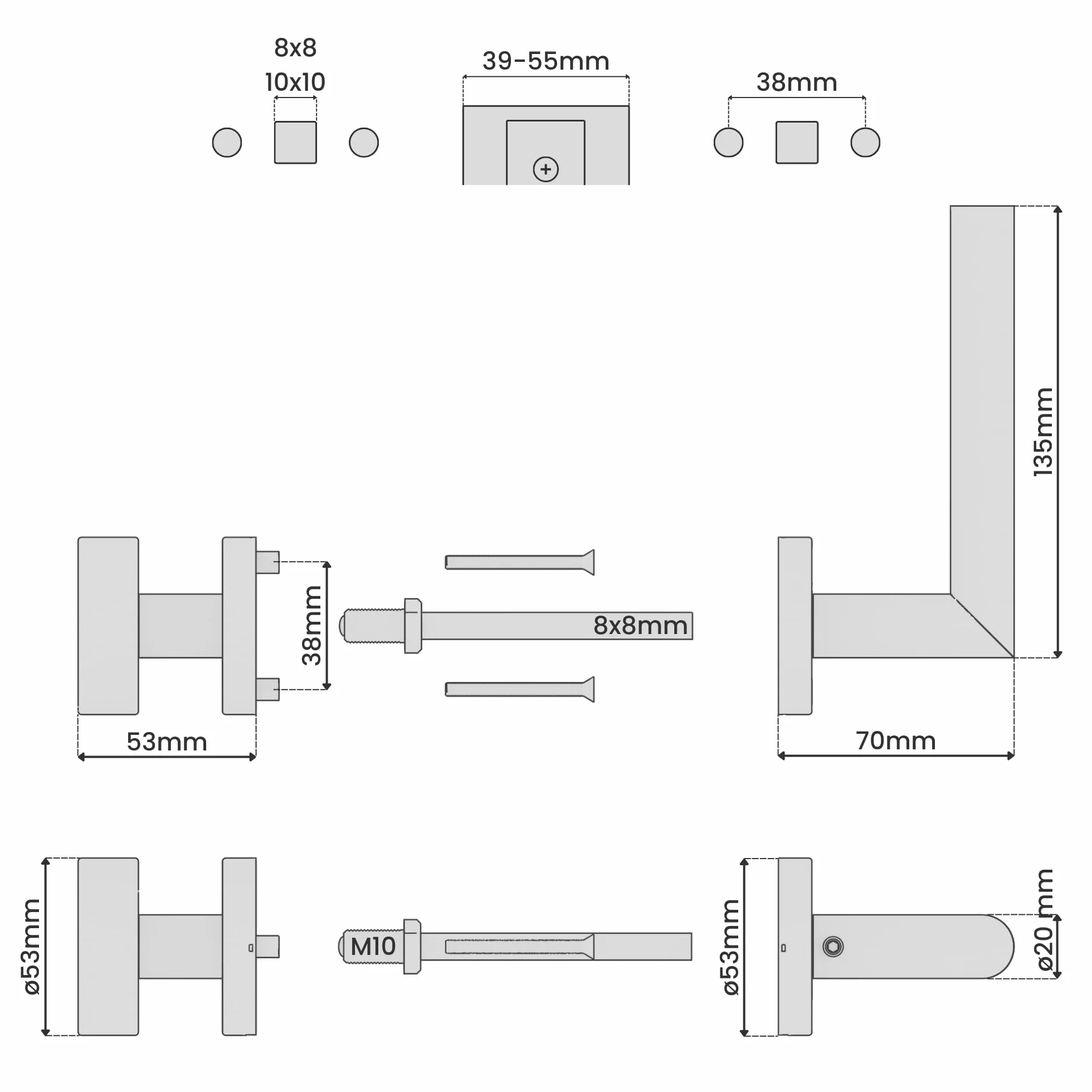 Sempro Livia R2 Zestaw klamek ze stali nierdzewnej z nieruchomą gałką na rozetach okrągłych 8x8 10x10 mm