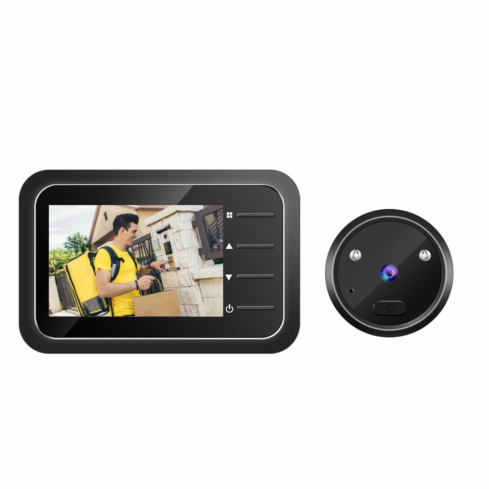 Inteligentny wizjer do drzwi 2,4 cala z kamerą i dzwonkiem, szeroki kąt 120°, noktowizor IR, HD 0,3 MP, pamięć 32 GB