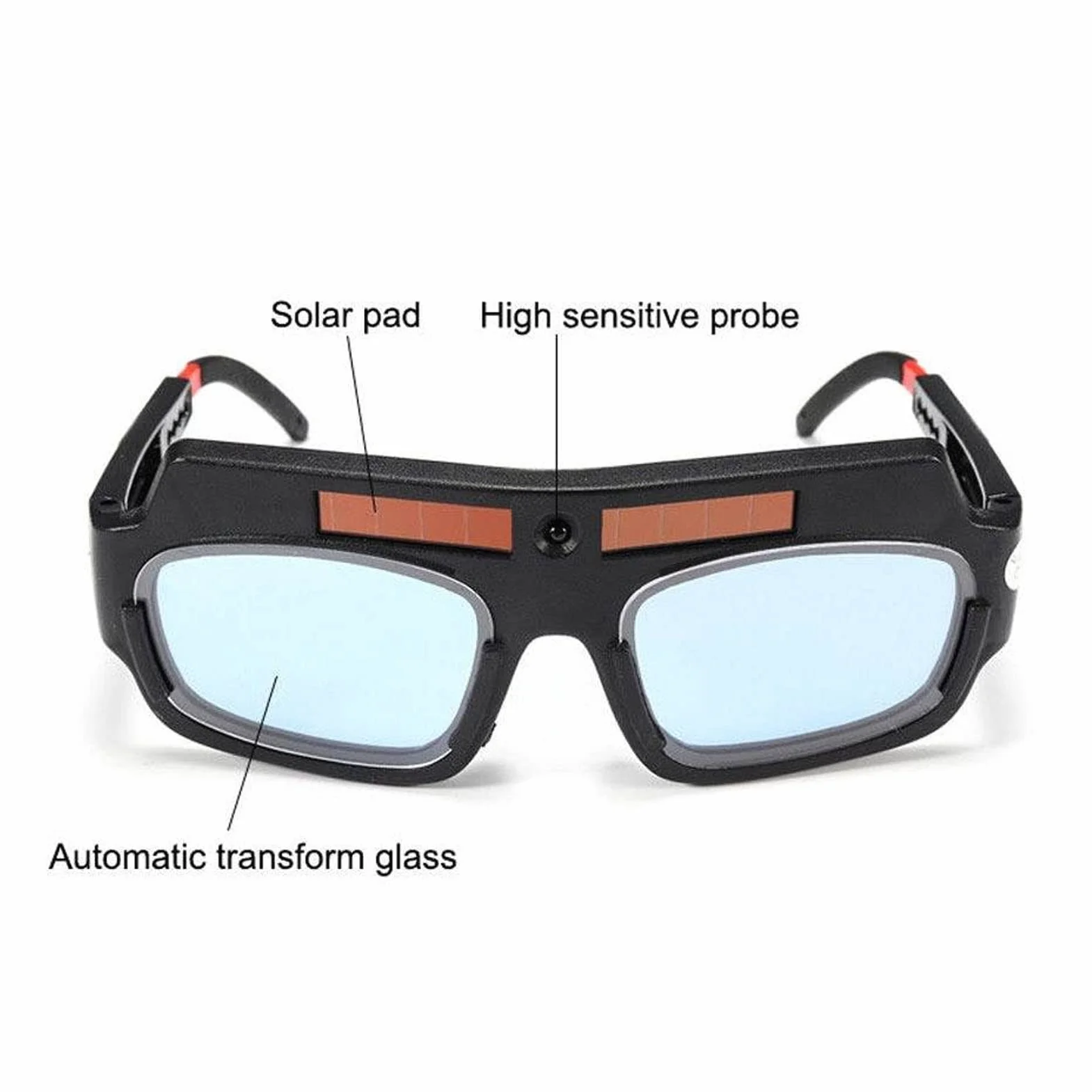 Automatyczne przyciemnianie gogle spawalnicze Solar Eye Safety, ochronne okulary PC z wysokoczułym detektorem, helm spawalniczy do lutowania i spawania