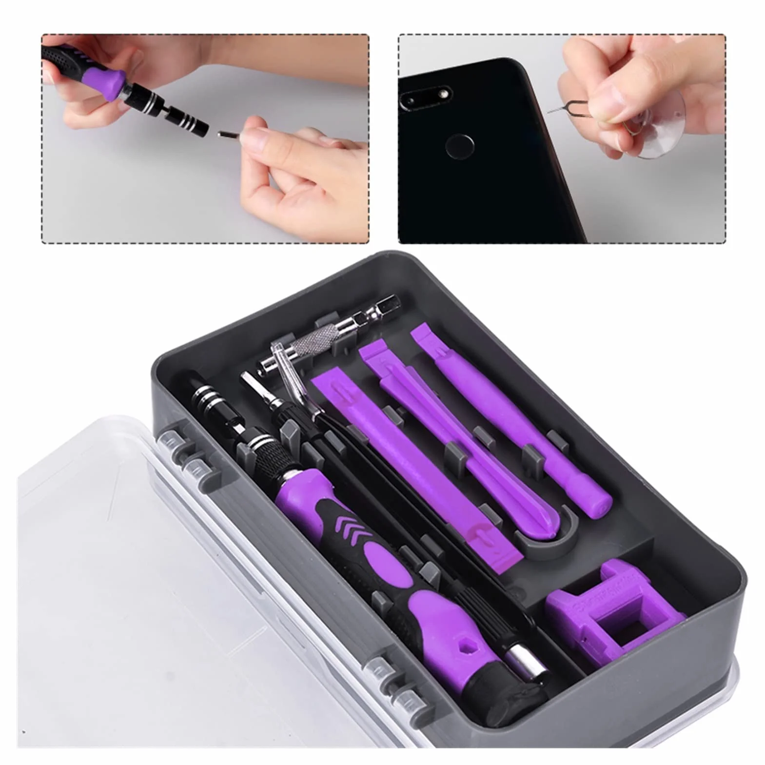 Generic Zestaw wkrętaków 115 w 1 Bity wkrętaków magnetycznych Narzędzia do naprawy komputera przenośnego Precyzyjny śrubokręt sześciokątny(115Purple)