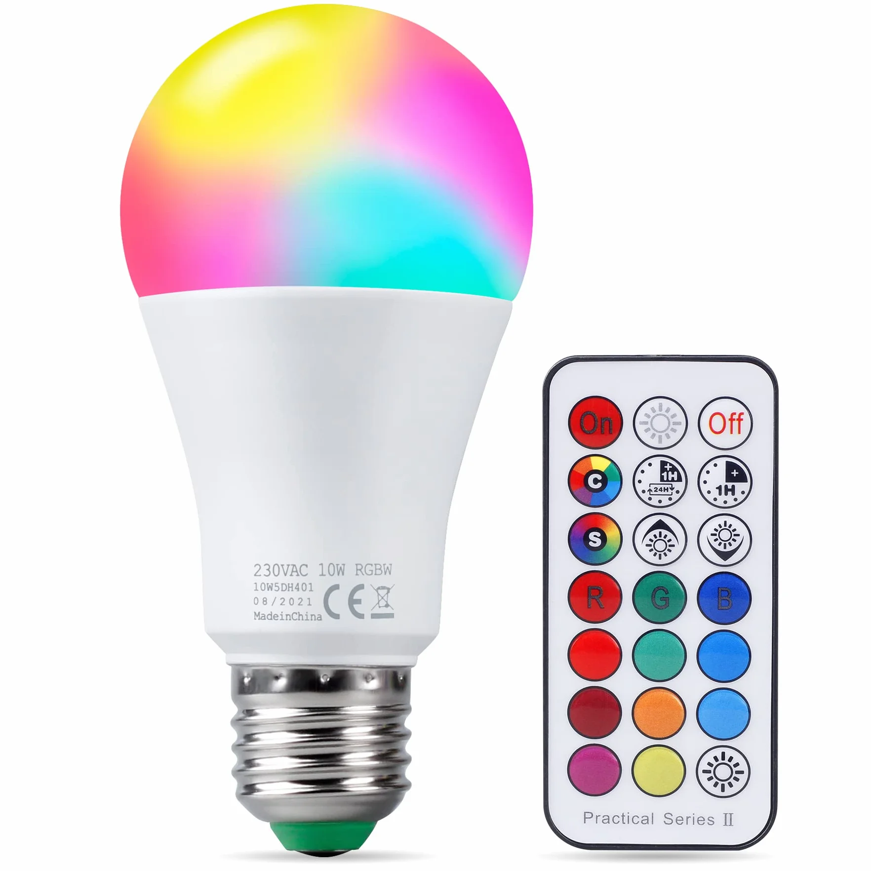 REYLAX Kolorowe żarówki LED RGBW Żarówka E27 10 W, ściemniane żarówki Edison Dual Memory 12 kolorów żarówek LED, bezprzewodowy pilot zdalnego sterowania w zestawie, do domu baru KTV Party
