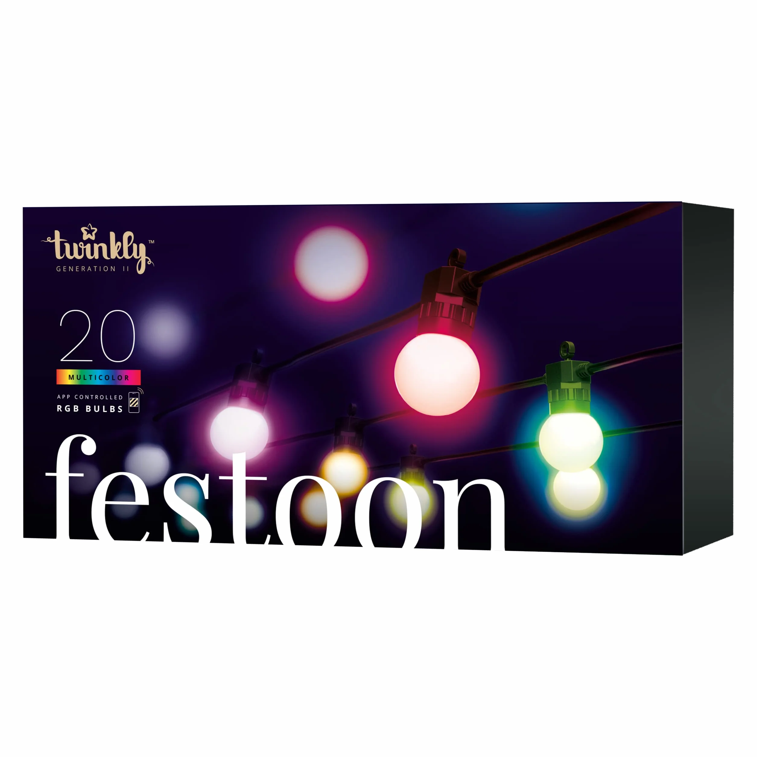 Twinkly Festoon Łańcuch Świetlny, Wielokolorowy, 10M