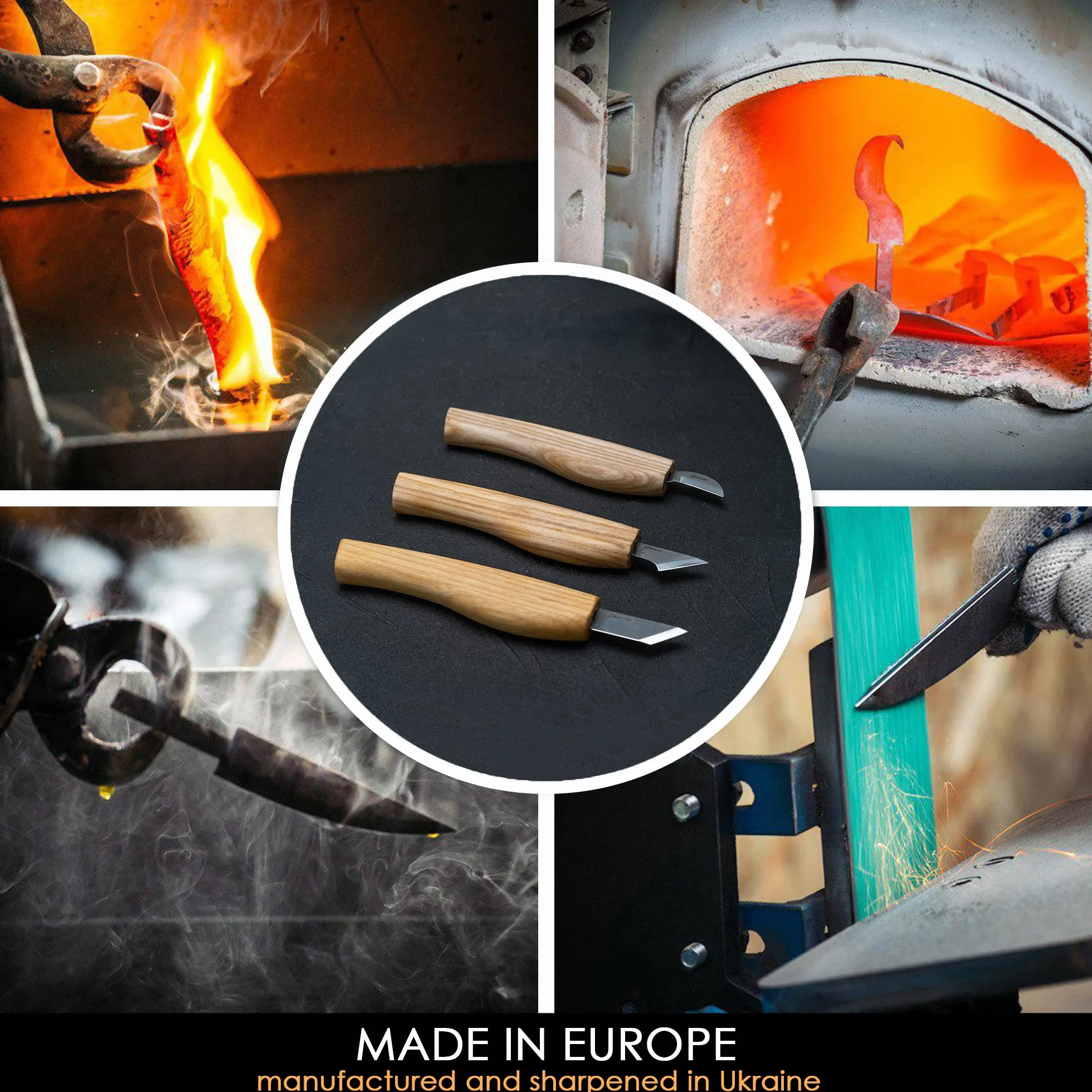 BeaverCraft Zestaw noży rzeźbionych w drewnie S55 – zestaw do Whittling dla początkujących z nożami ze szczegółowymi chipami i skórzanym paskiem, narzędzia Whittling, hobby dla mężczyzn