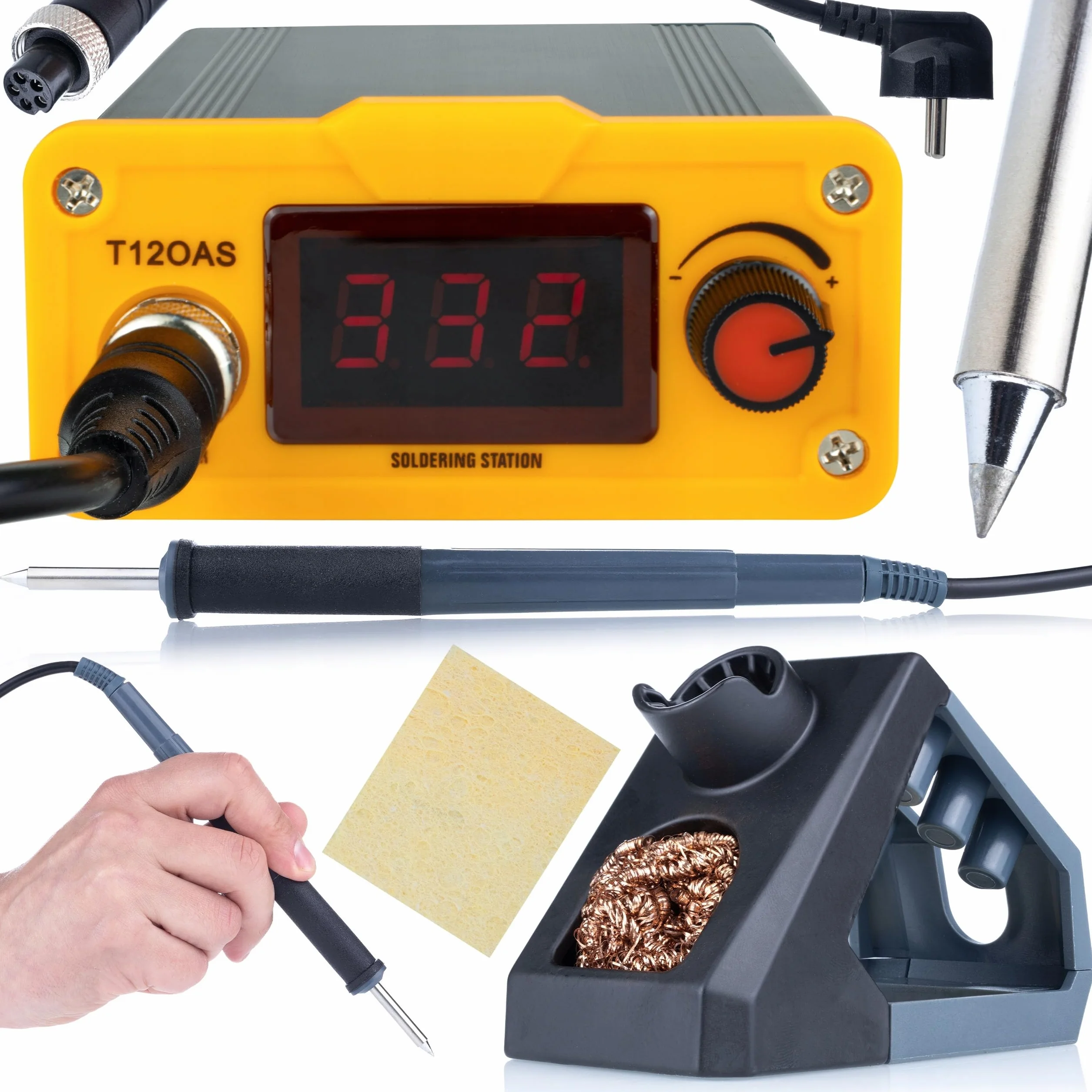 ZESTAW STACJA LUTOWNICZA NA GROTY T12 + LUTOWNICA HOT-AIR 858D + 3 DYSZE