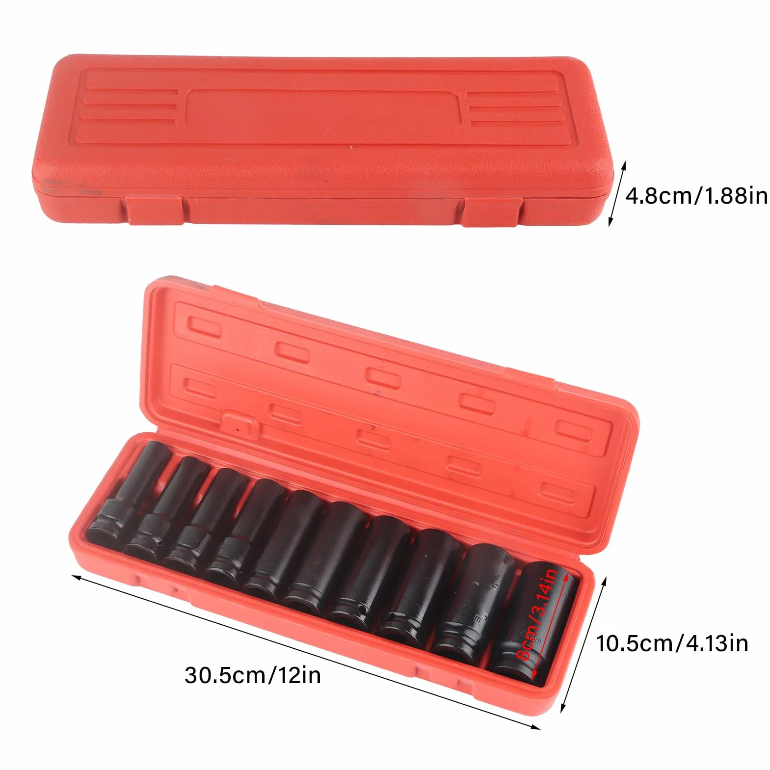 Zestaw Nakrętek do Kluczy Udarowych 1/2 cala 10 sztuk 12,5 mm 10-24 mm
