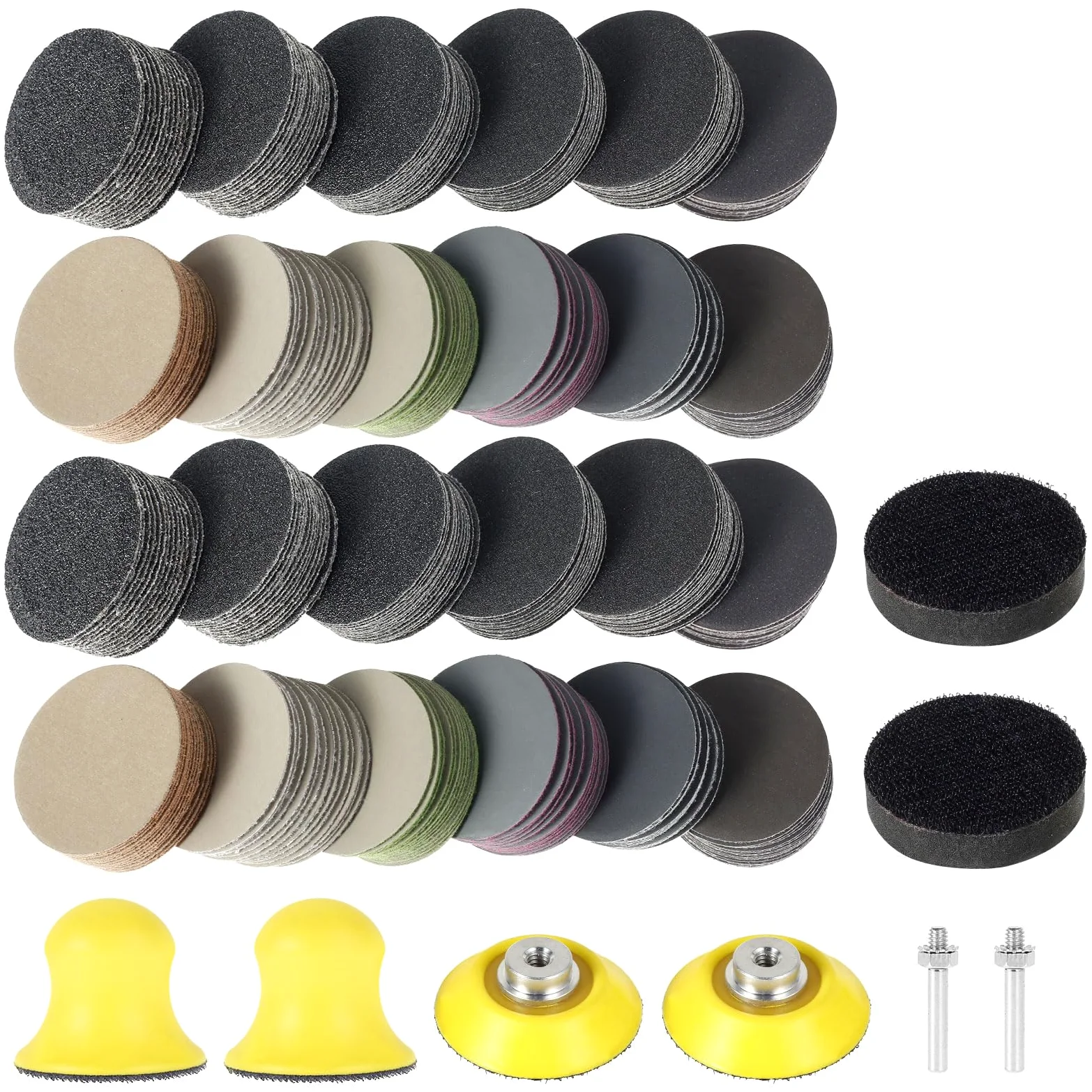 Podkładki ścierne 50 mm na mokro i na sucho, 50 mm, na rzep, ziarnistość 60/80/100/150/240/400/800/1200/2000/3000/5000/10000, okrągłe, do drewna, metalu