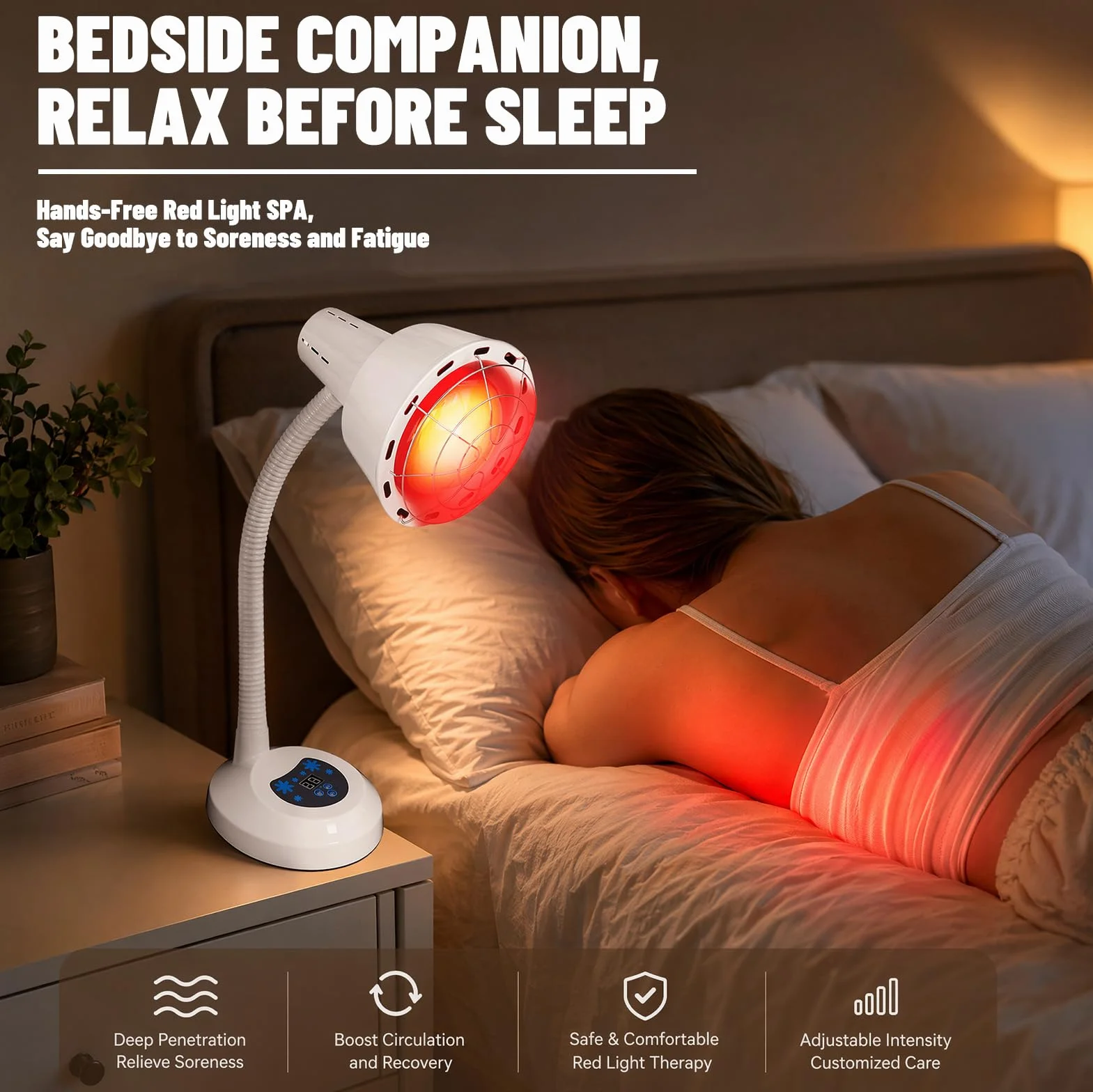 Lampa grzewcza na podczerwień 275 W, lampa na podczerwień z siatką ochronną, 10 poziomów regulacji temperatury i timera, aby rozluźnić zmęczone mięśnie