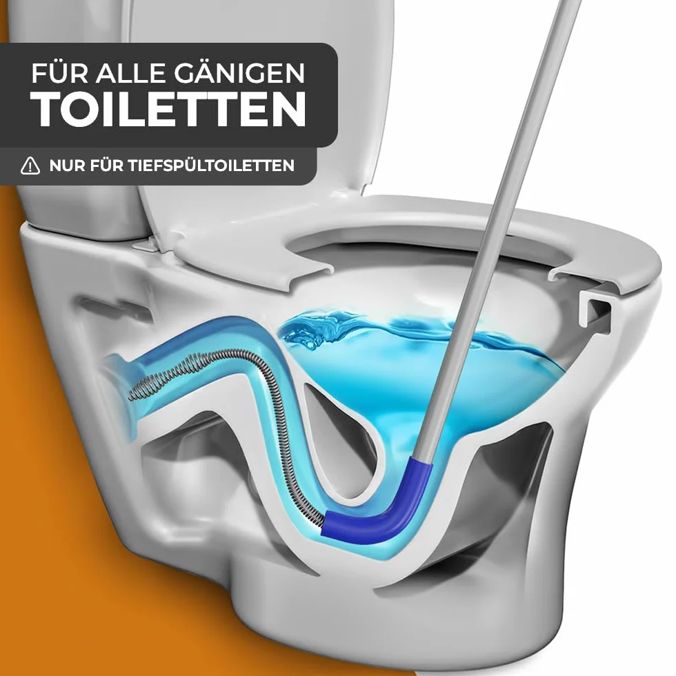 Meisterfaktur Spirala do czyszczenia rur do toalet [1,8 m] – spirala do ciężkich zatorów WC – dzięki silikonowej ochronie bez uszkodzeń – bezpieczne usuwanie zapchania toalet