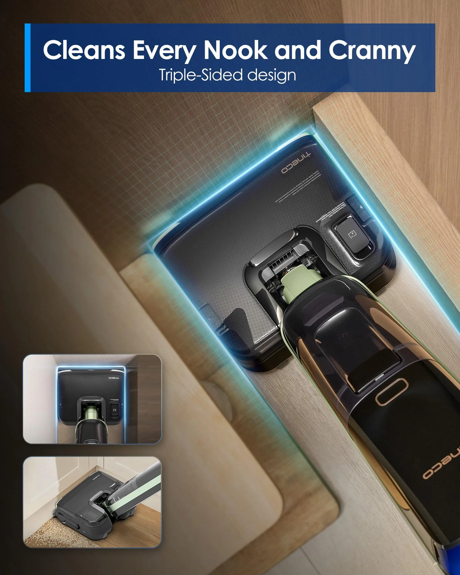 Tineco FLOOR ONE S7 Master Odkurzacz do odkurzania na mokro/sucho, skrobak StreakFree, 9,9 cm, siła ssania 23 kPa, System samoczyszczenia FlashDry, zielona lampka DustReveal 150°