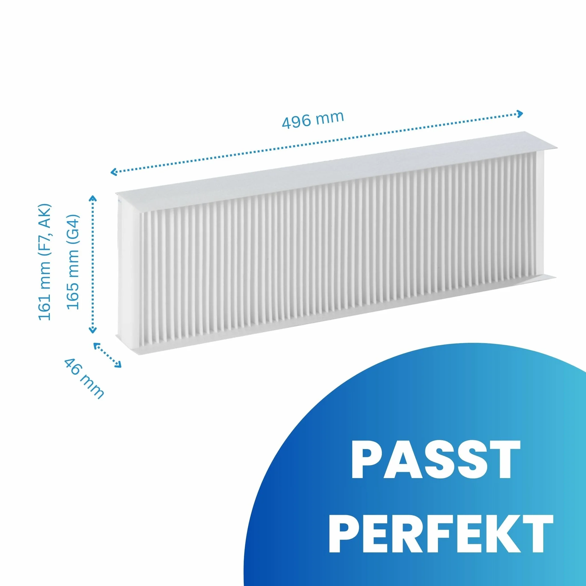 Filtry zamienne dla Vaillant RecoVAIR 260, 360 Zestaw filtrów zamiennych 2X G4, Zastępuje zestaw filtrów G4/F7 360/260 /4, Filtr powietrza do systemu klimatyzacji, wentylacja mieszkań, 496