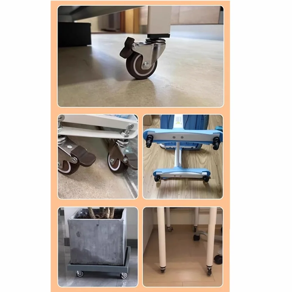 Koła gwintowane M10, ciche kółka skrętne 3 cale z hamulcami, 4 szt. gumowych kółek TPE do wózków, mebli, regałów magazynowych (2 Swivel+2 z hamulcami)