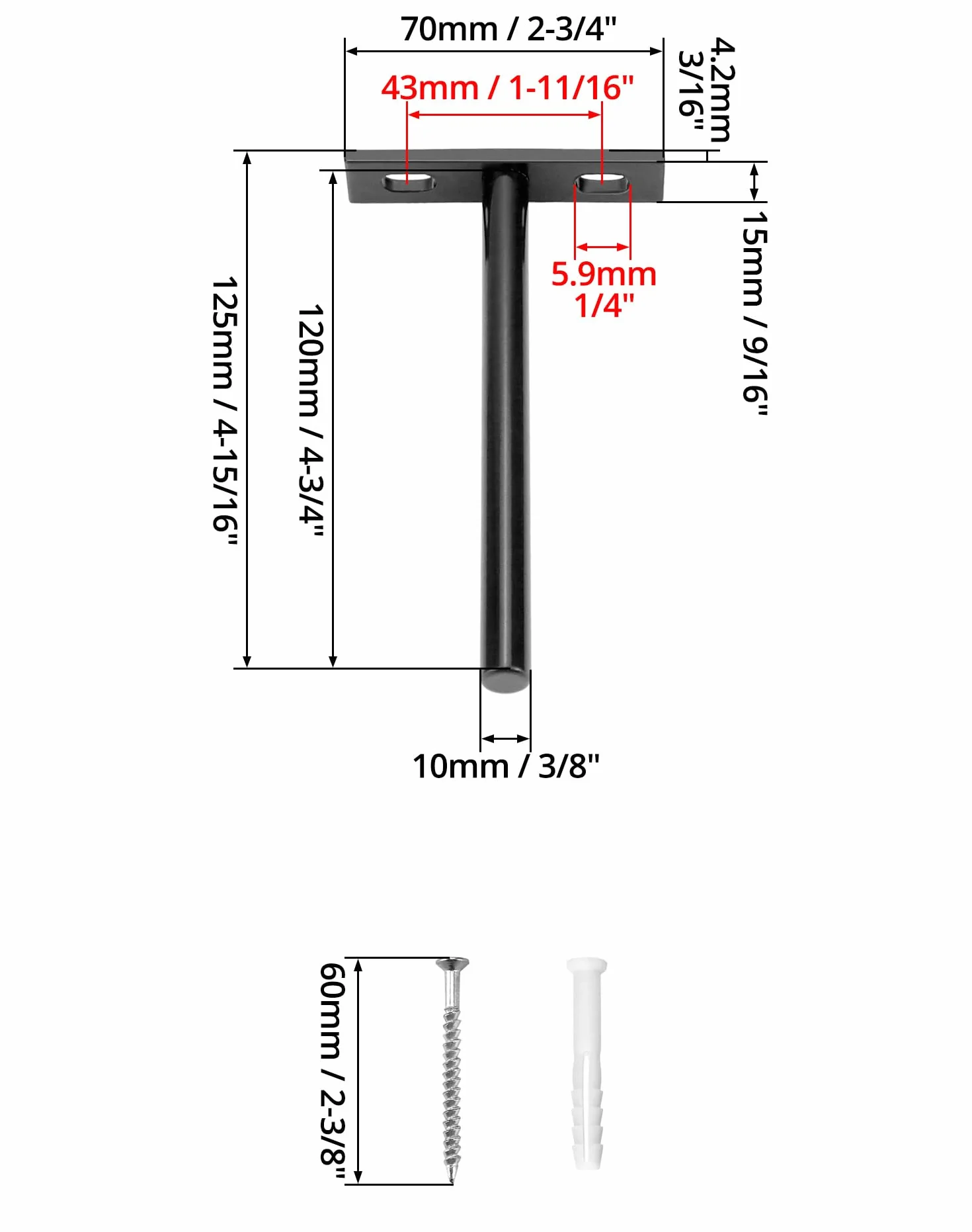 QWORK® 4 szt. Niewidoczne wsporniki półek-125mm-z litego żelaza pływające wsporniki półek do montażu na ścianie dekoracje szafek meblowych
