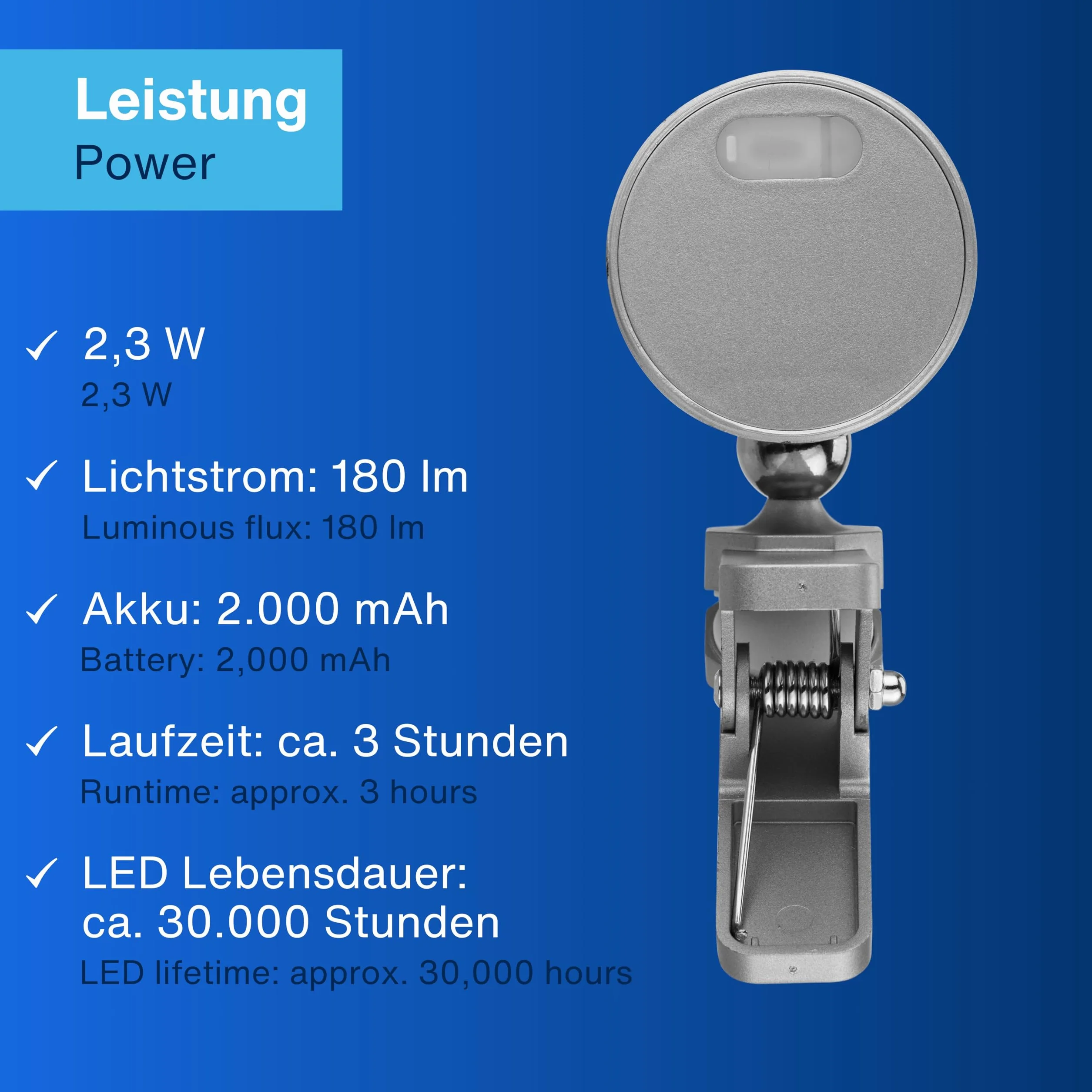 REV Lampa ścienna LED z akumulatorem i czujnikiem ruchu, 180 lm, bezprzewodowa, ściemniana, obracana o 360°, idealna na kemping, do garażu, piwnicy, IP54, srebrna