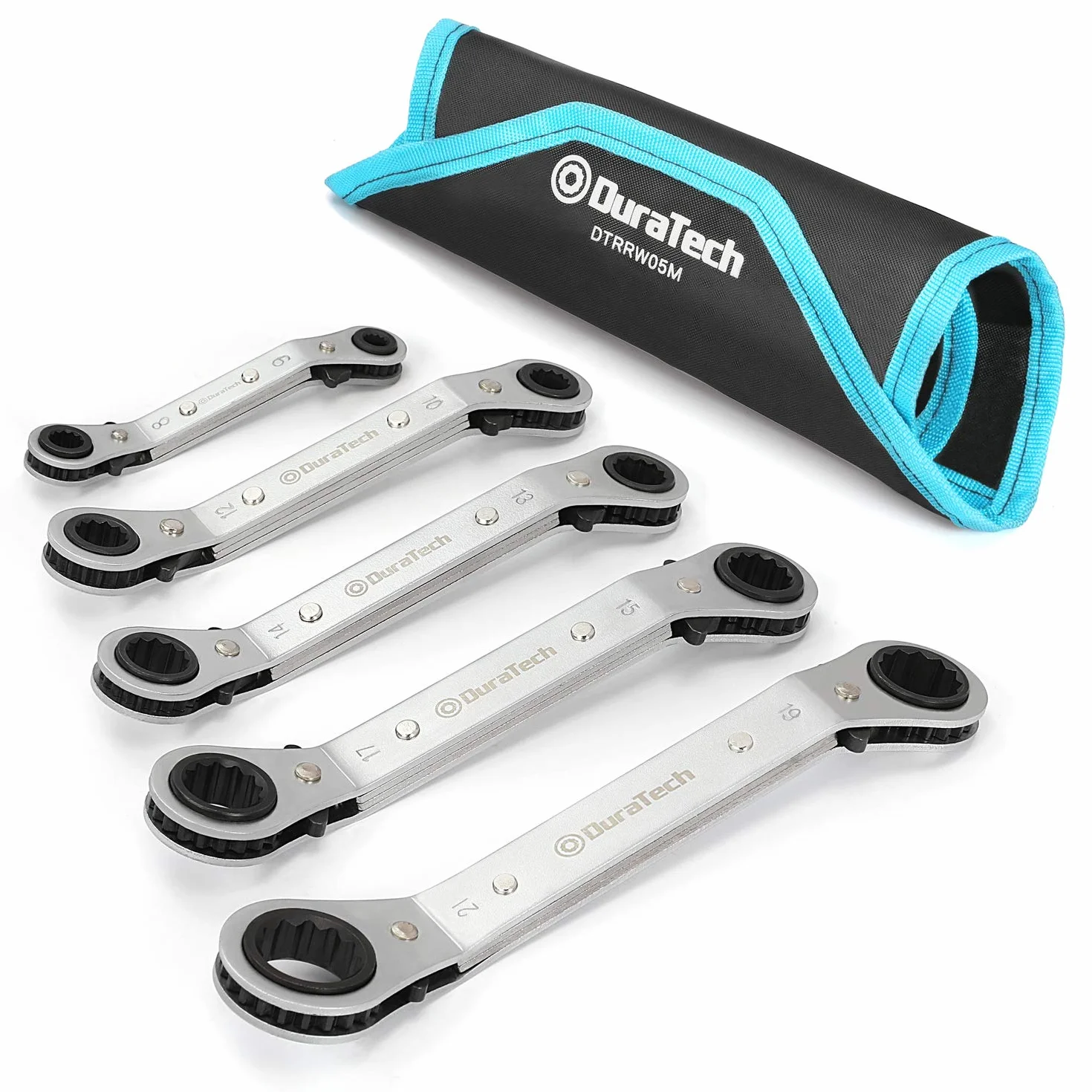 DURATECH Klucz grzechotkowy z podwójnym pierścieniem 6 mm - 21 mm, z torbą do przenoszenia, 5 szt