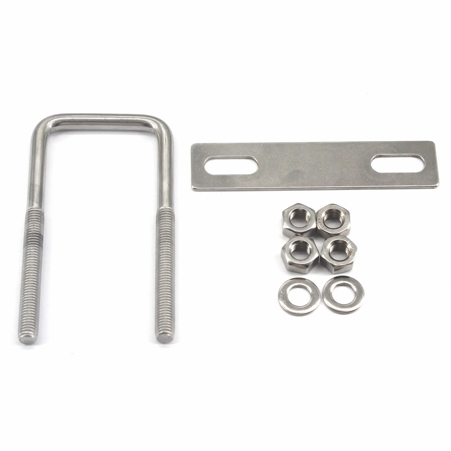 M6 x 35 x 60 mm kwadratowe śruby U ze stali nierdzewnej 304 z nakrętkami sześciokątnymi, płyta ramowa, podkładki okrągłe (4 sztuki)