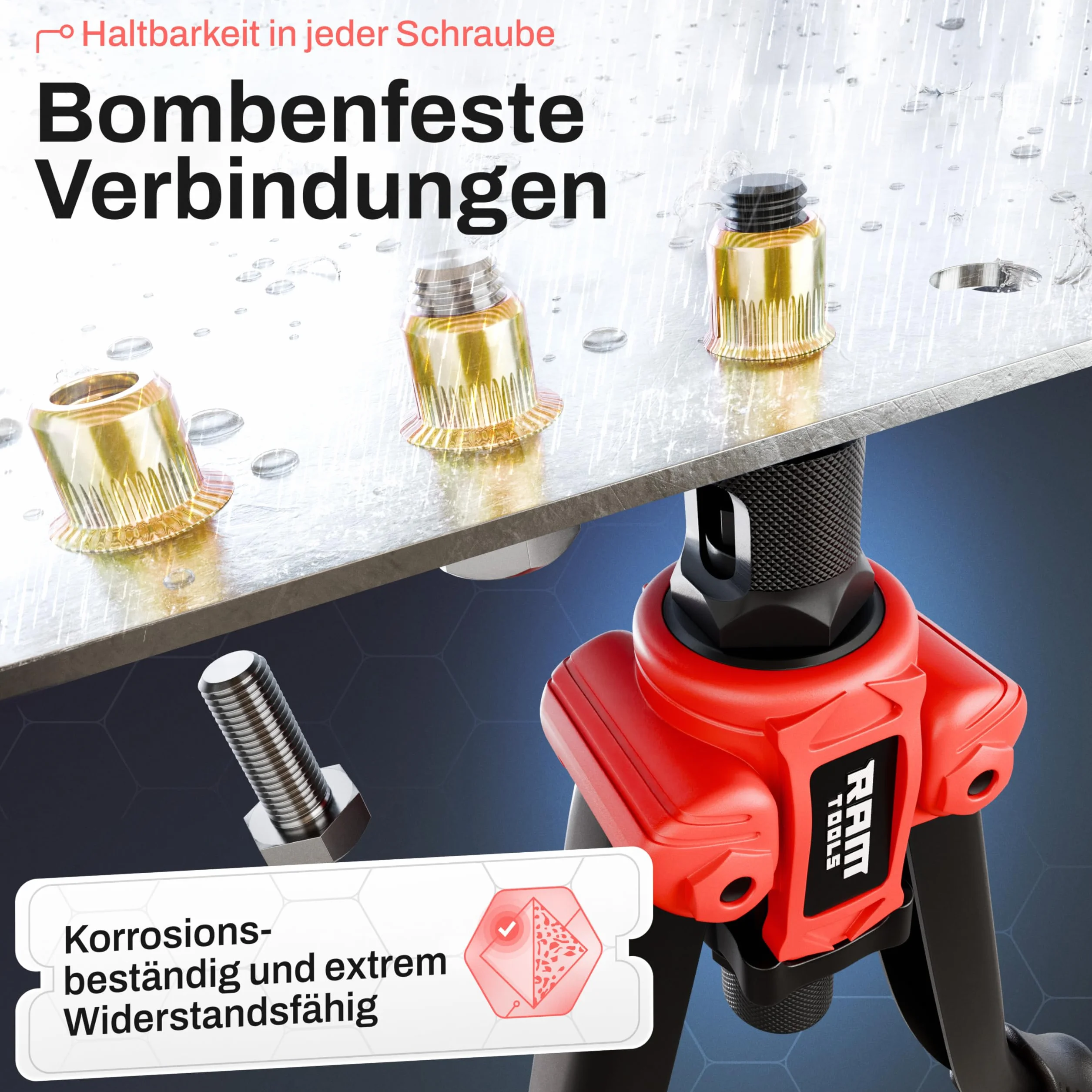 Profi Blindnietmutternzange Set inkl. 70 Nietmuttern, Dorne M3-M12