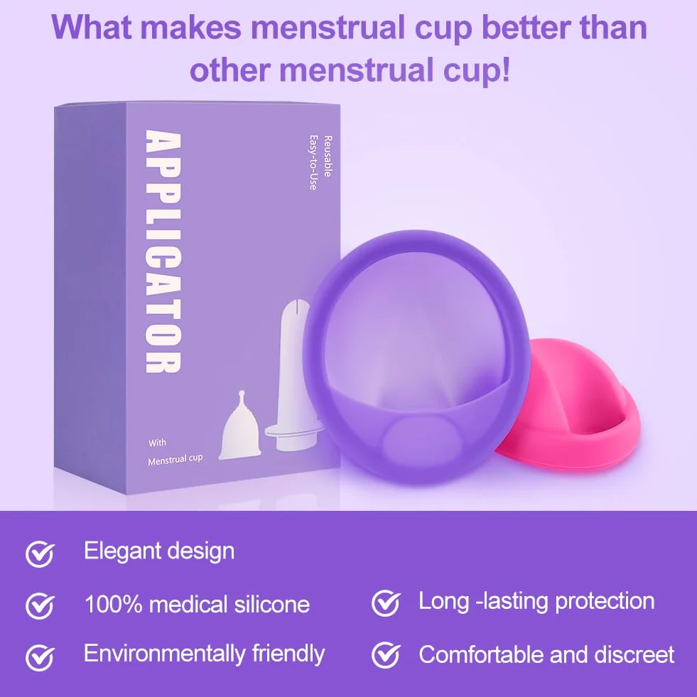 2 krążki menstruacyjne rozmiary S+L+2 narzędzia do zastosowania, silikon medyczny, z kieszeniami do przechowywania, krążkiem wielokrotnego użytku, do normalnego lub silnego krwawienia