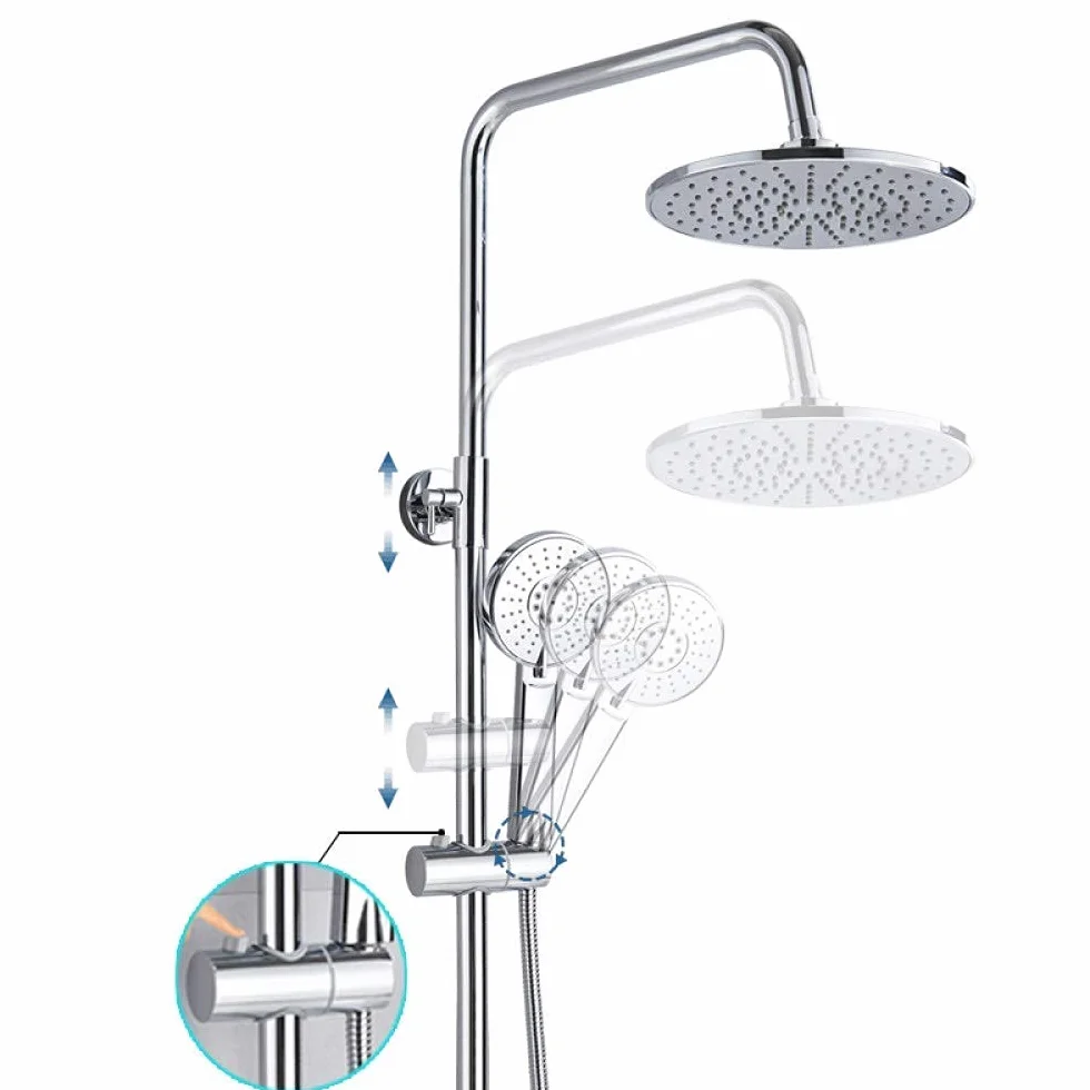 System prysznicowy Bateria łazienkowa Chrome Deszczownica Głowica termostatyczna do wanny Ścienna wanna Prysznic Mixer Tap Bateria prysznicowa Zestaw prysznicowy, termostatyczny chrom