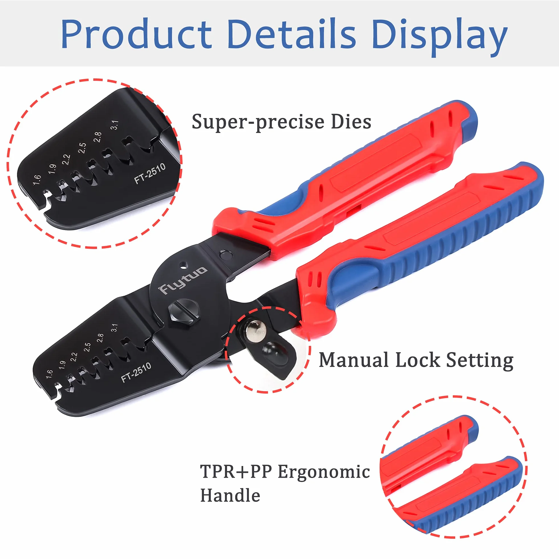 Zaciskarka JST i Micro Molex Crimper działa dla zacisków JAM, Molex, Tyco, JST i złączy do AWG24-12