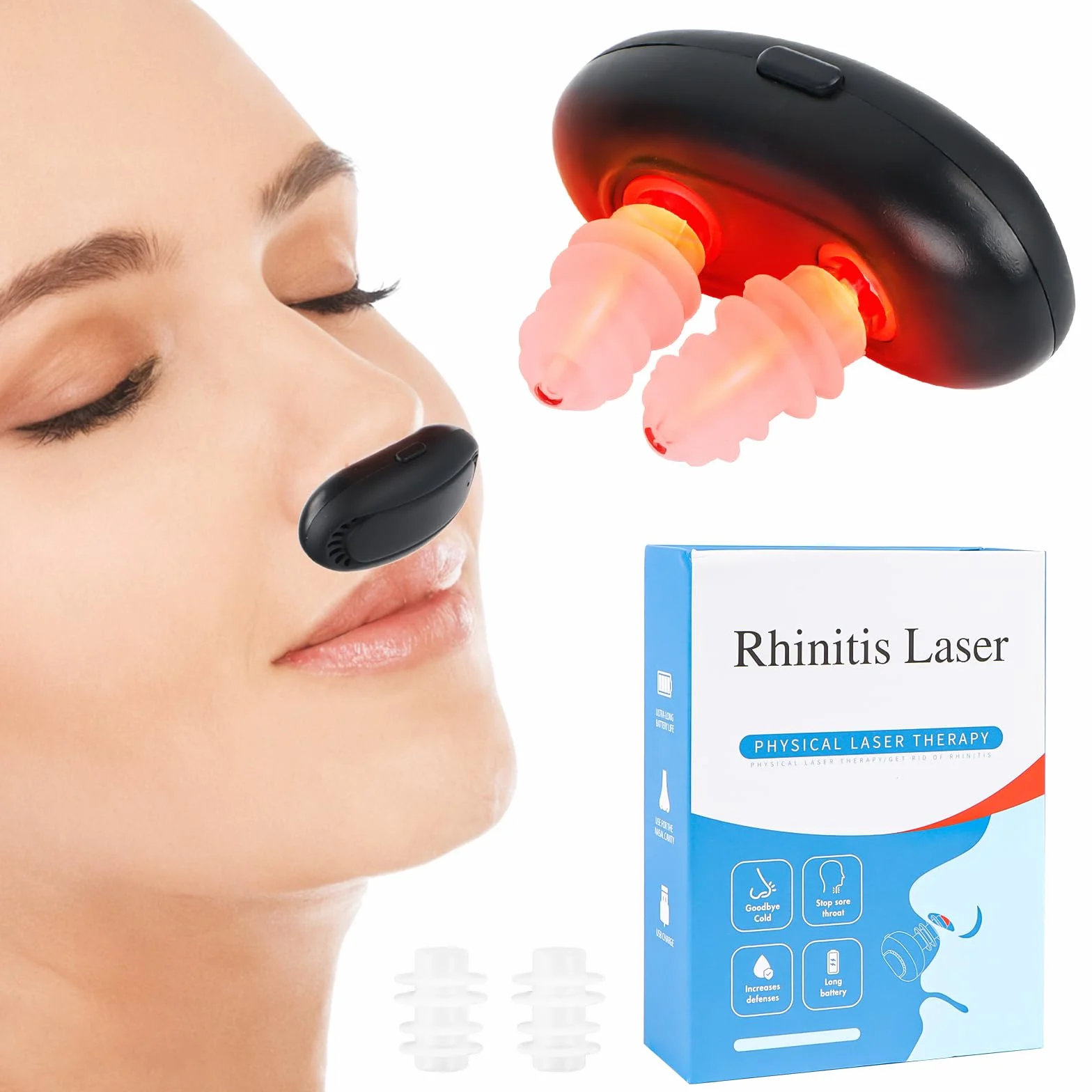 Respirelief urządzenie do terapii nosowej czerwonym światłem, fizjoterapeutyczne urządzenie do uspokajania nosa, Respirelief Red Light Therapy, Respirelief urządzenie do terapii nosowej czerwonym