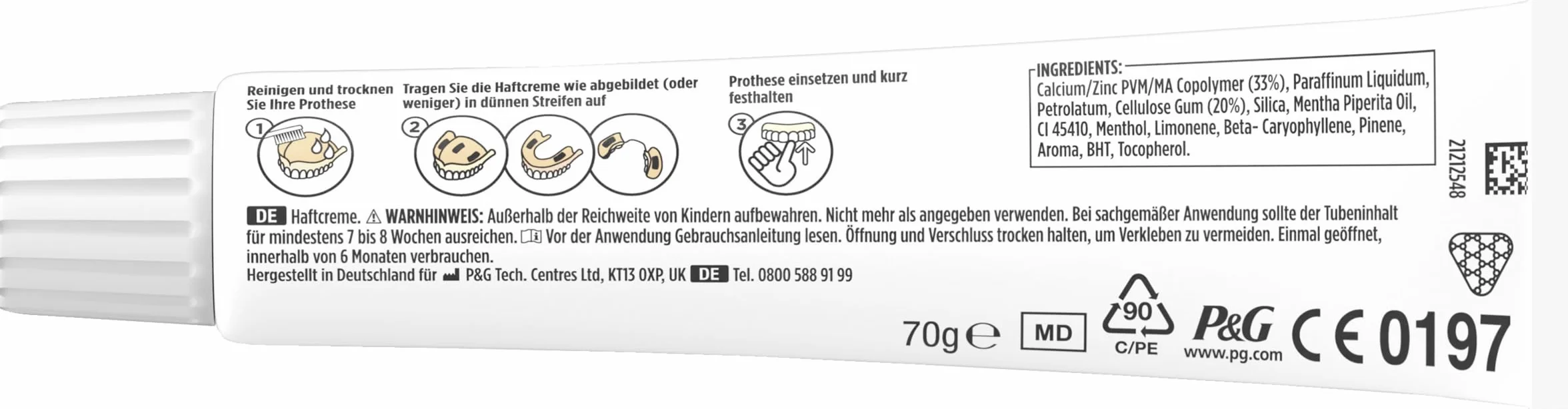 3 x Blend-a-dent super mocny krem samoprzylepny, oryginalny, 70 g, opakowanie ekonomiczne