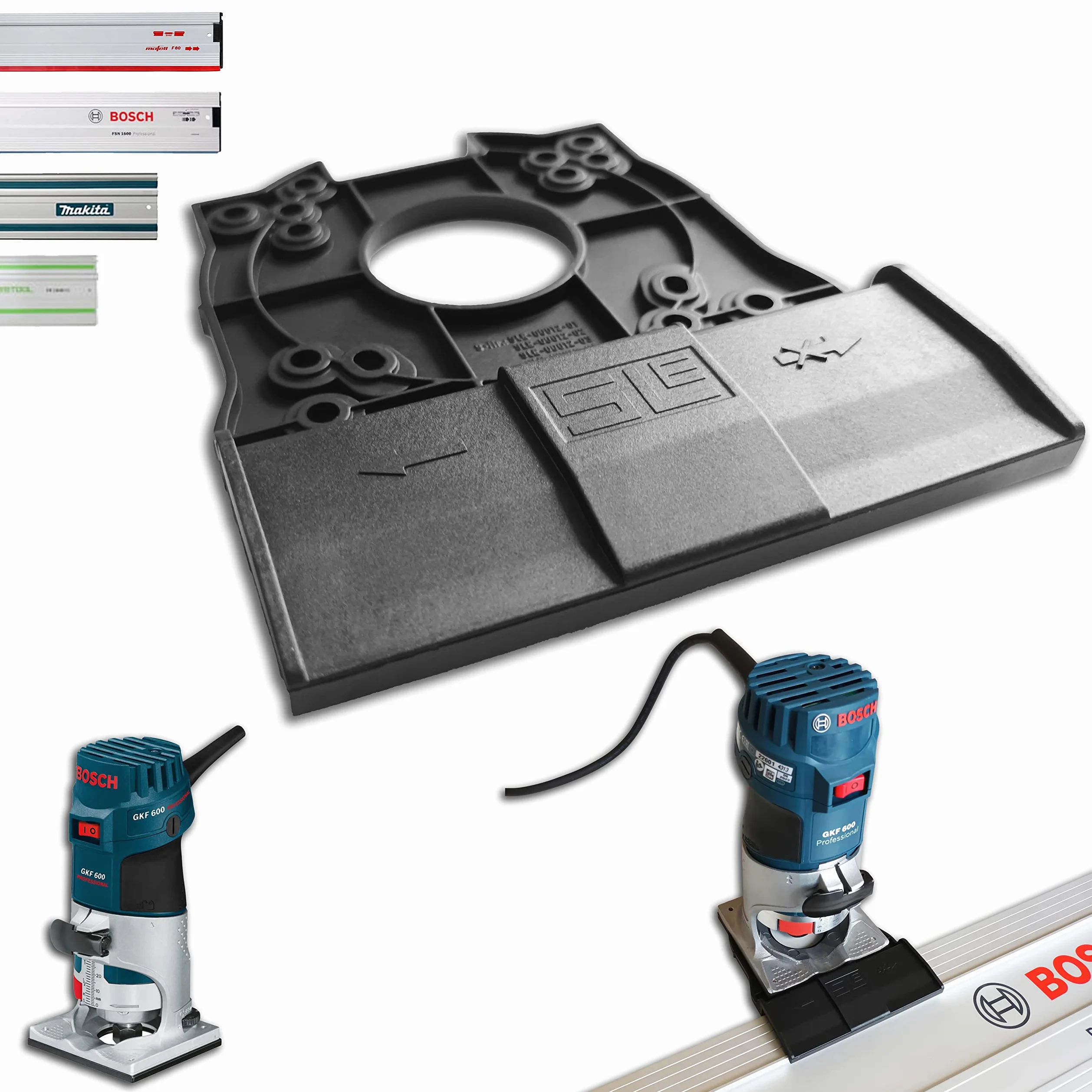 Adapter szyny prowadzącej Bosch GKF 600 do Makita/Bosch/Festool, prowadnica routera