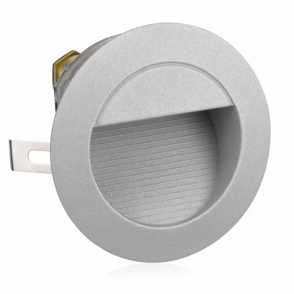 ledscom.de Lampa schodowa LED/wpuszczana lampa ścienna do wnętrz i na zewnątrz, downlight, okrągła, szara, Ø 125 mm, ciepła biel