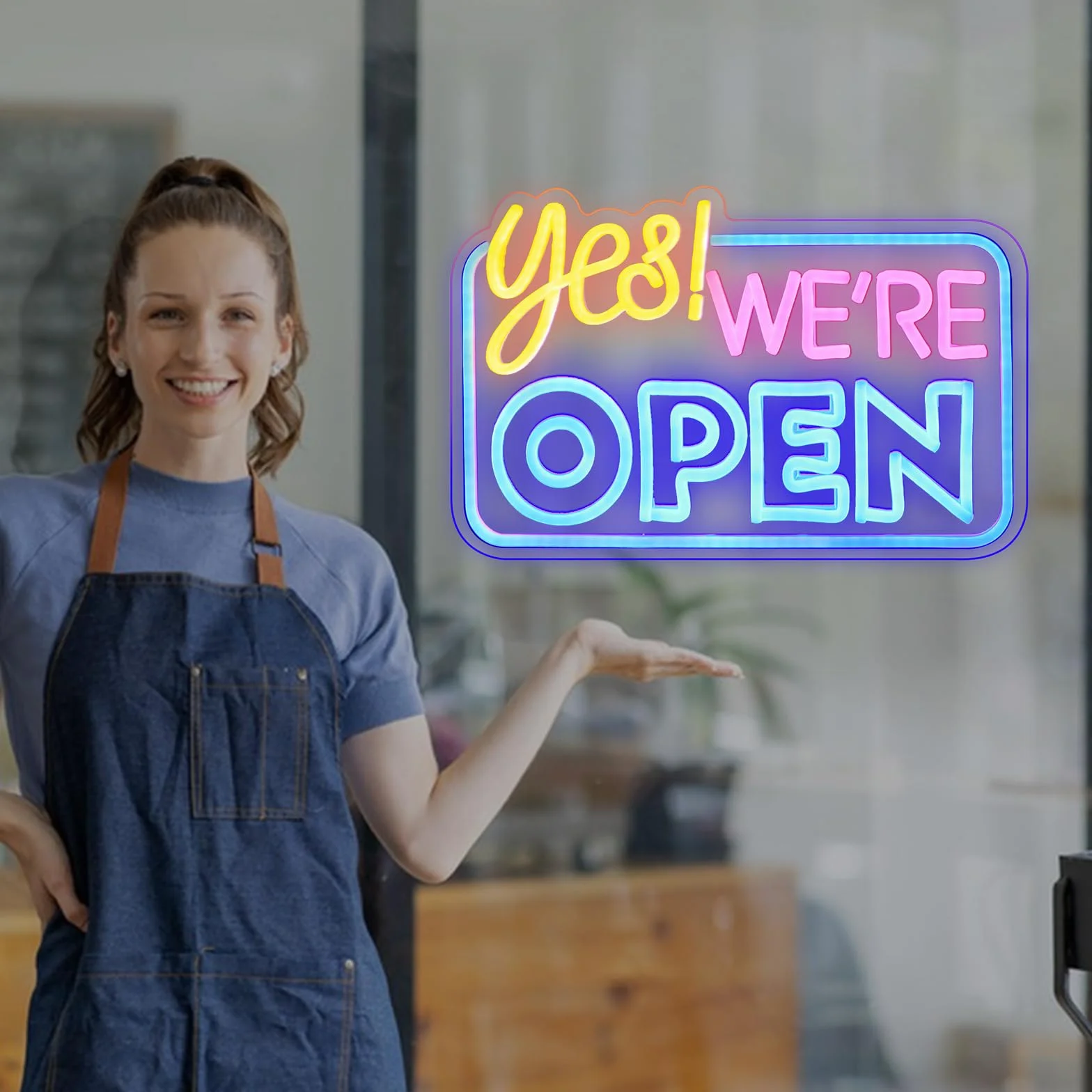 "Yes We are Open" neonowy znak dla biznesu, możliwość ściemniania, otwarty, zasilany przez USB, podświetlane znaki do sklepu biznesowego, kawiarni, hotelu, restauracji, baru, dekoracja (42 x