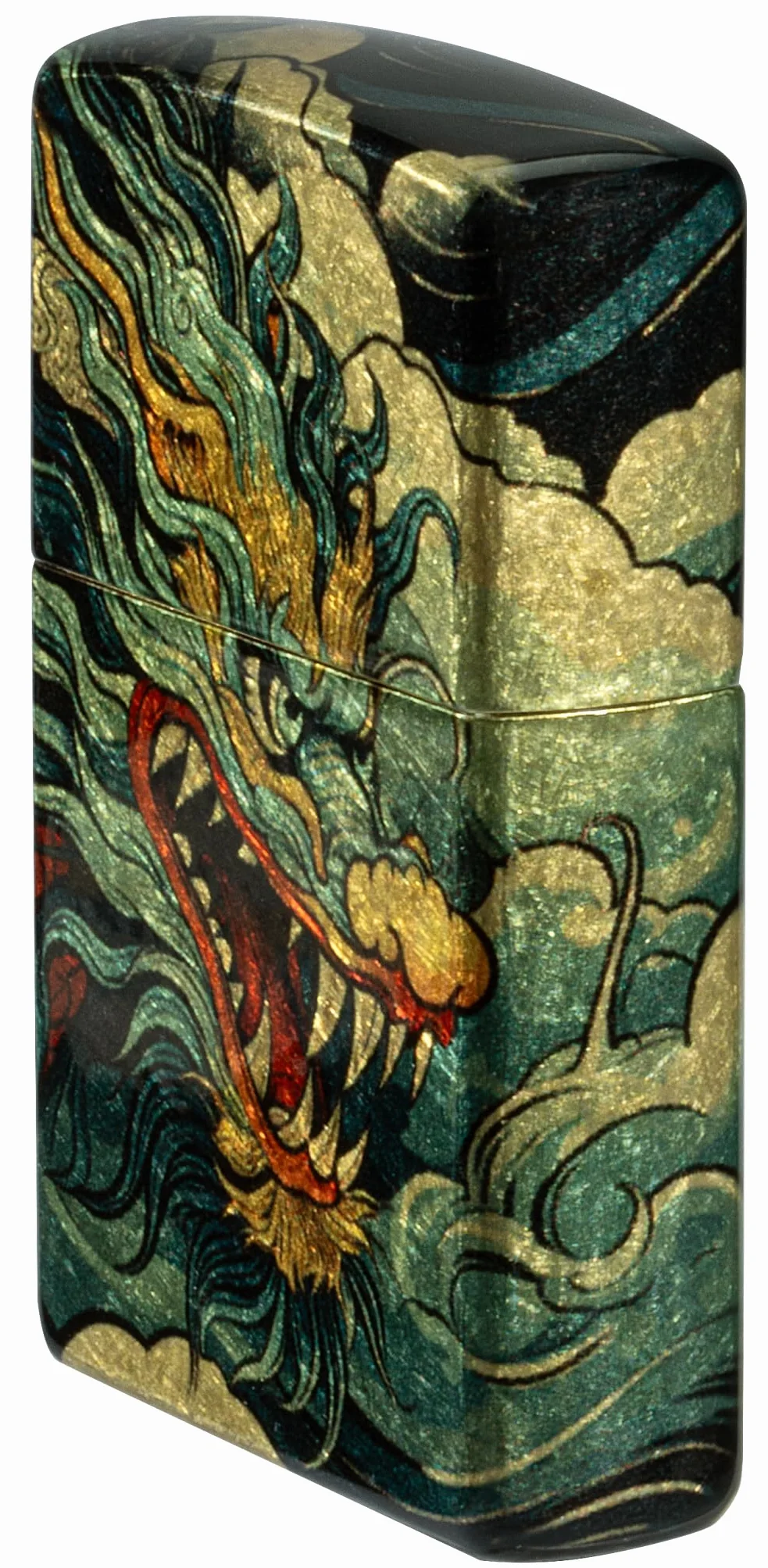 Zippo Colourful Dragon Zapalniczka Sztormowa, do Napełniania, Wielokrotnego Użytku, Wiatroodporna Konstrukcja, Pudełko na Prezent, Wykonano w USA, Kolor Postarzany Mosiądz 540°, Fuzyjne Nanoszenie