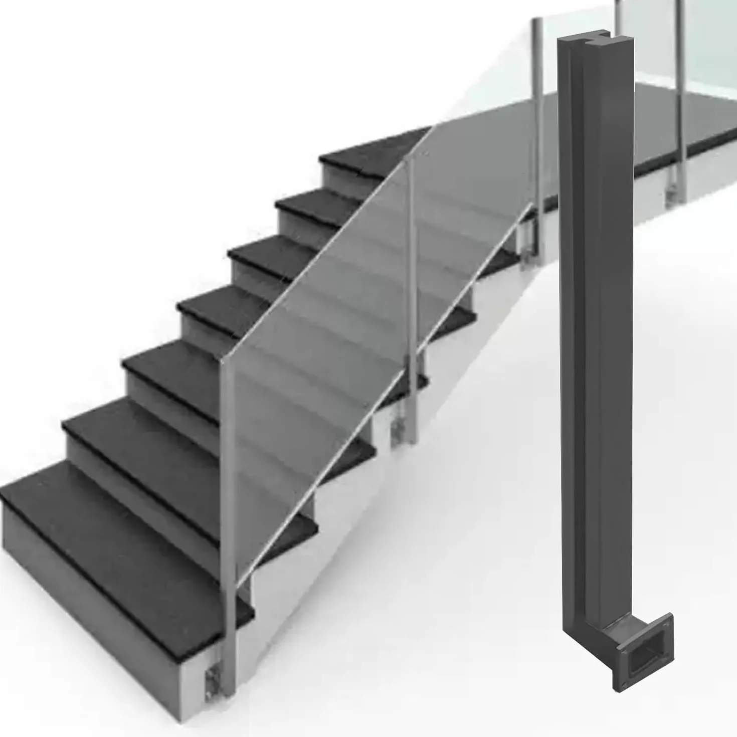 Szklany słupek ogrodzeniowy do paneli, łatwy montaż, średni słupek do pokładów, schodów i balustrad ogrodowych, stylowe rozwiązanie zewnętrzne