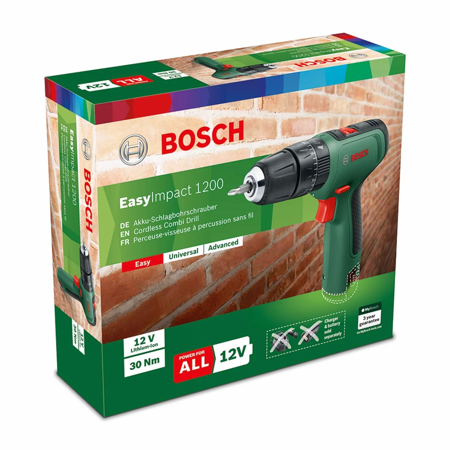 Bosch Home And Garden Akumulatorowa Wiertarka Kombi, EasyImpact 1200, bez Akumulatora, 12 V, w Opakowaniu Kartonowym