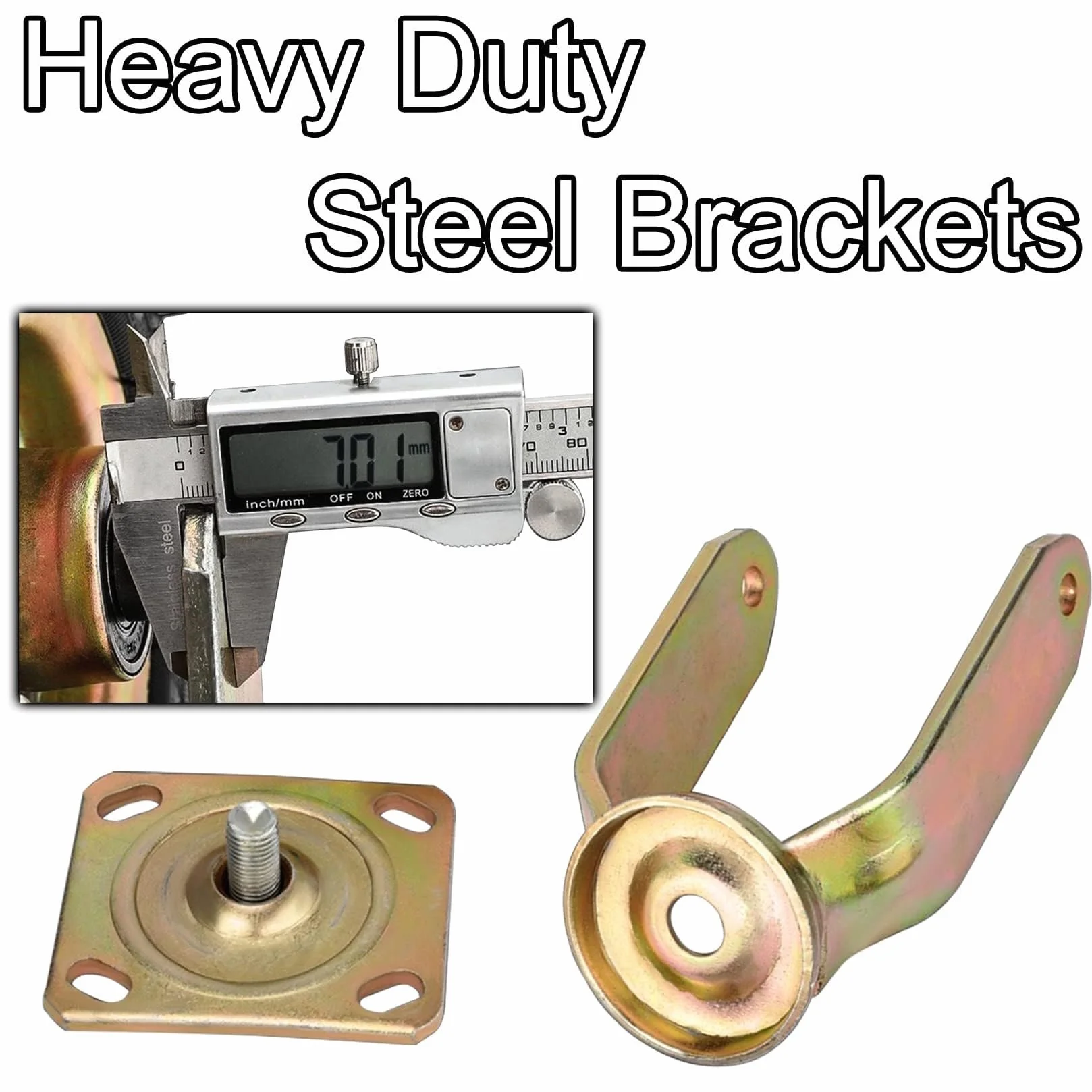 Zestaw kółek do dużych obciążeń 2 stałych hamulców obrotowych 8/10 cali Pneumatyczne gumowe kółko Udźwig 250 funtów(Swivel,Ø200mm/8in)