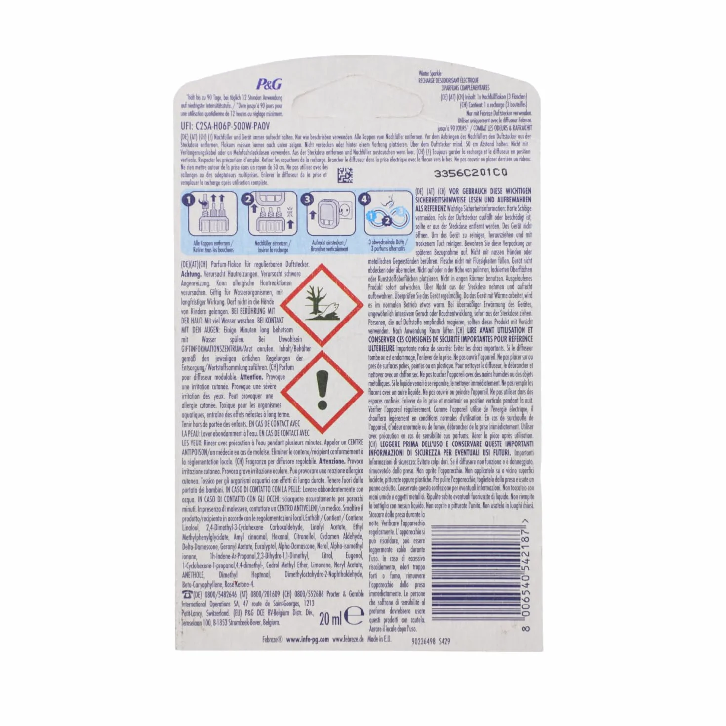 Febreze 3Volution Normeryka Północna truskawka zapach uzupełniający 20 ml, zapach do pomieszczeń i odświeżacz powietrza