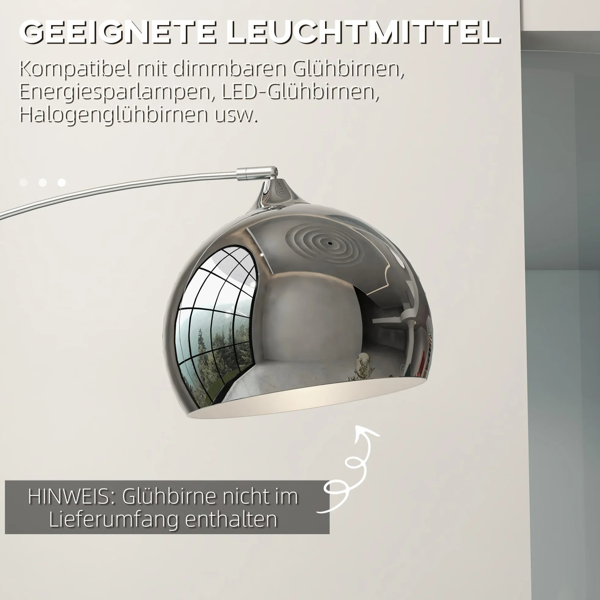Homcomm listwa oświetleniowa z regulacją wysokości, listwa oświetleniowa ze stojakiem ściennym bez żarówki, lampa łukowa 40 W, z gniazdem E27, do oświetlania domu, srebro